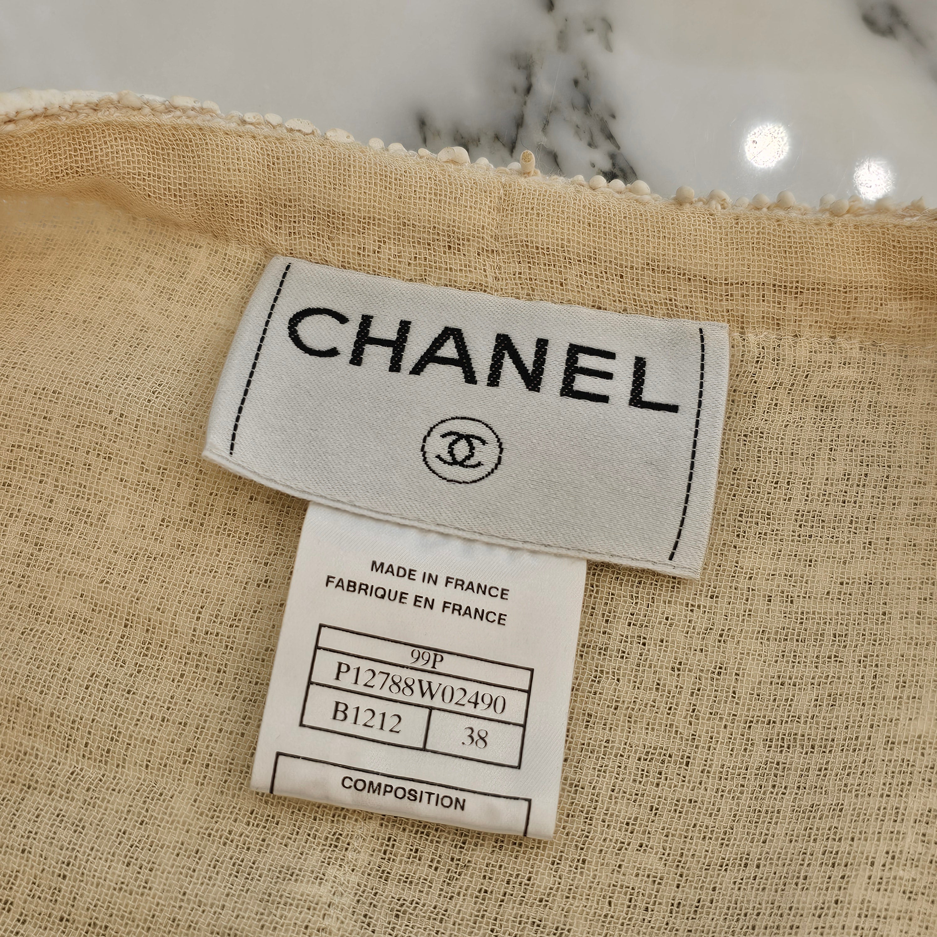 CHANEL 99P Coco Mark Button Cotton Tweed Set Up P12788W02490/P12788W02490 Size 38 シャネル 99P ココマークボタン コットン ツイード セットアップ サイズ38