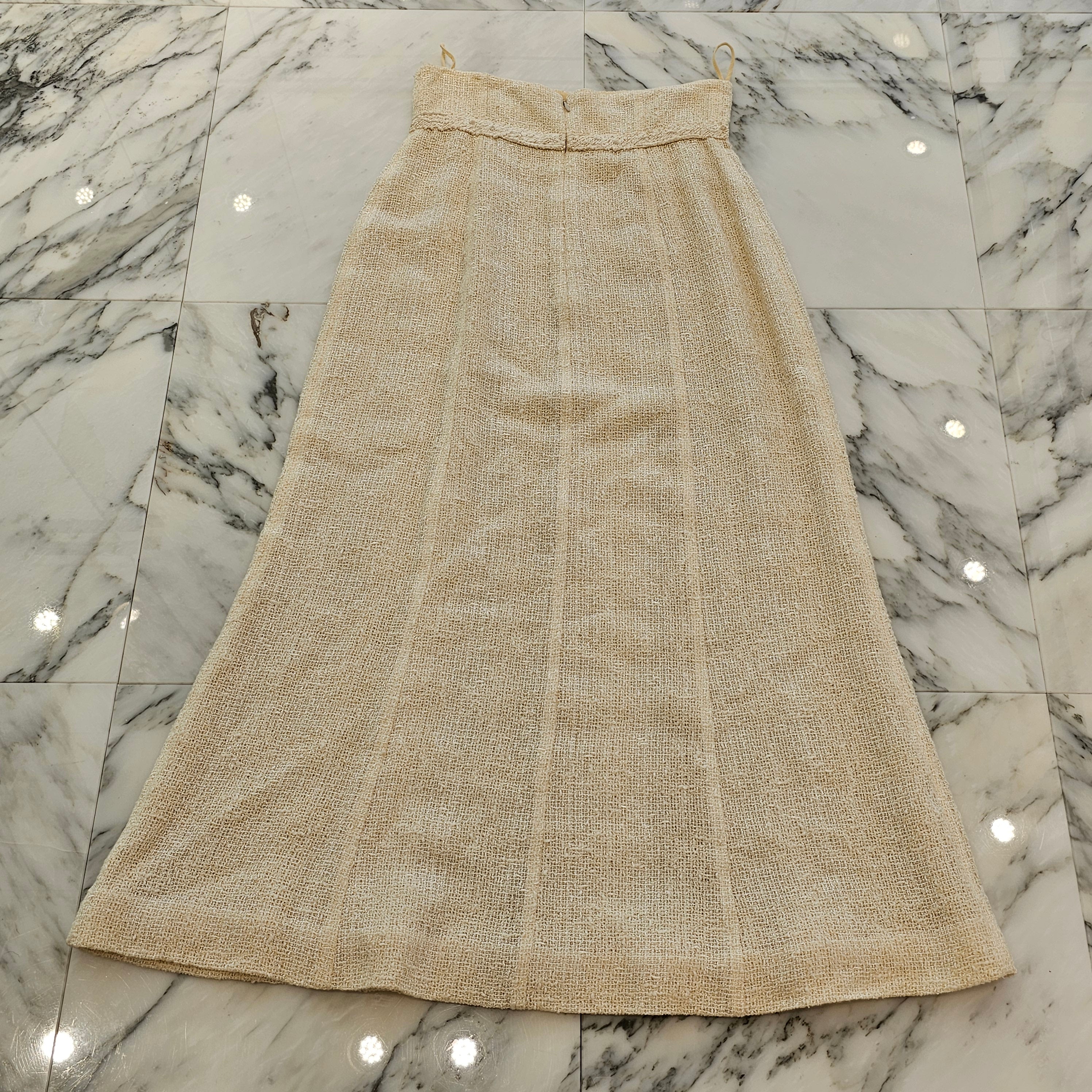 CHANEL 99P Coco Mark Button Cotton Tweed Set Up P12788W02490/P12788W02490 Size 38 シャネル 99P ココマークボタン コットン ツイード セットアップ サイズ38