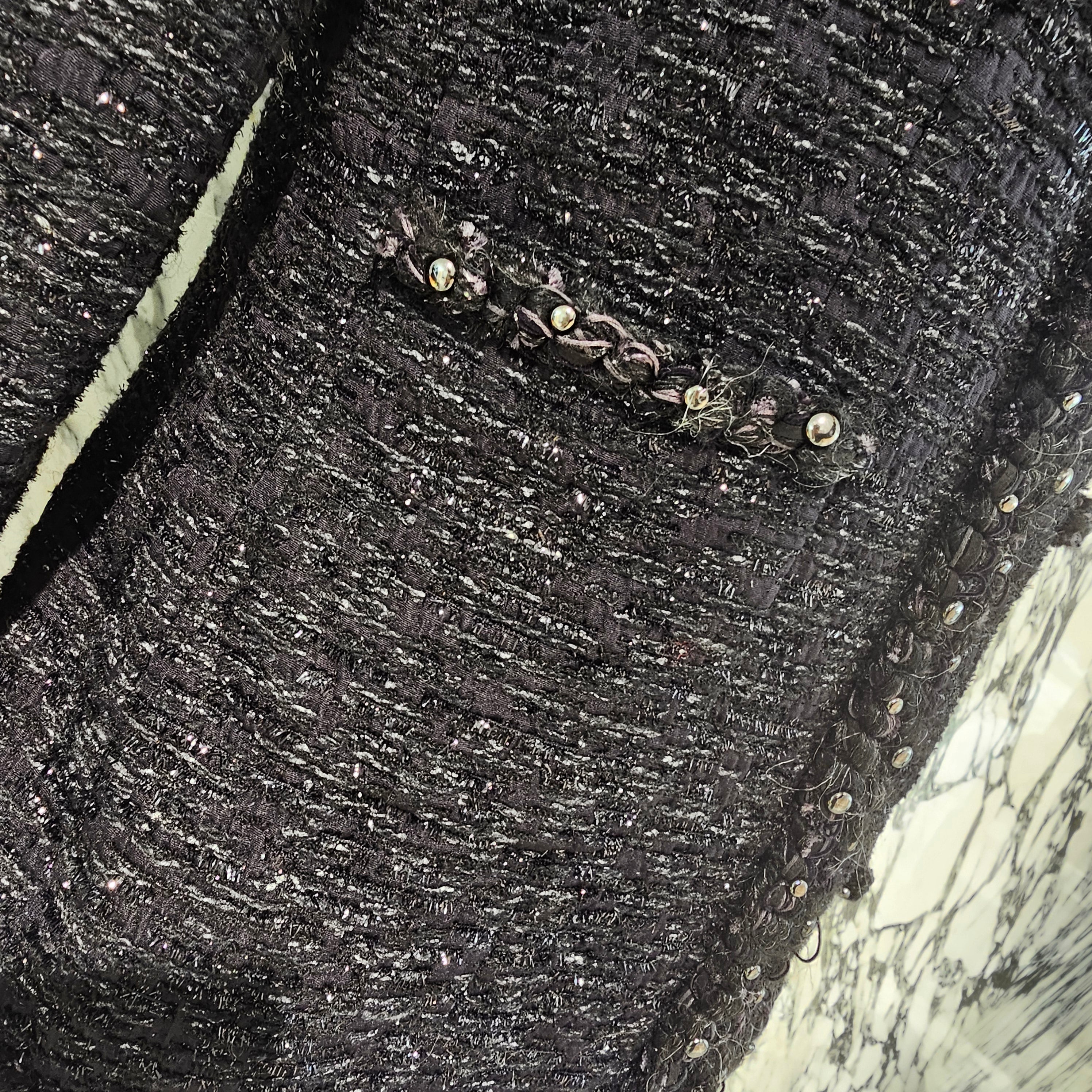 CHANEL 2014 Cruise Studs Decoration Wool Nylon Zip Up Tweed Jacket P49616V32950 Size 42 シャネル 2014クルーズ スタッズ装飾 ウールナイロン ジップアップ ツイード ジャケット サイズ42