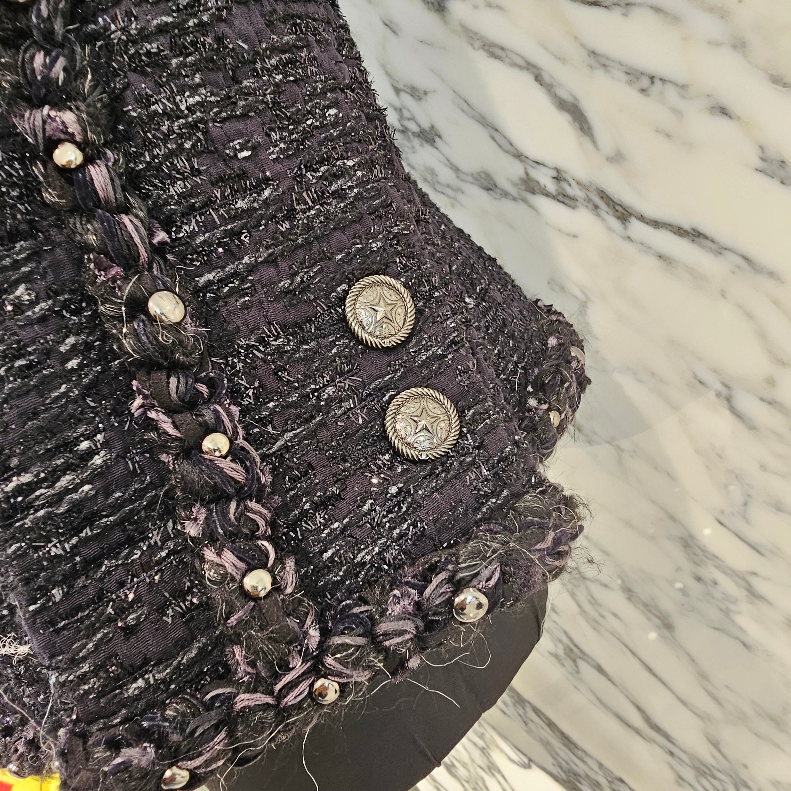 CHANEL 2014 Cruise Studs Decoration Wool Nylon Zip Up Tweed Jacket P49616V32950 Size 42 シャネル 2014クルーズ スタッズ装飾 ウールナイロン ジップアップ ツイード ジャケット サイズ42