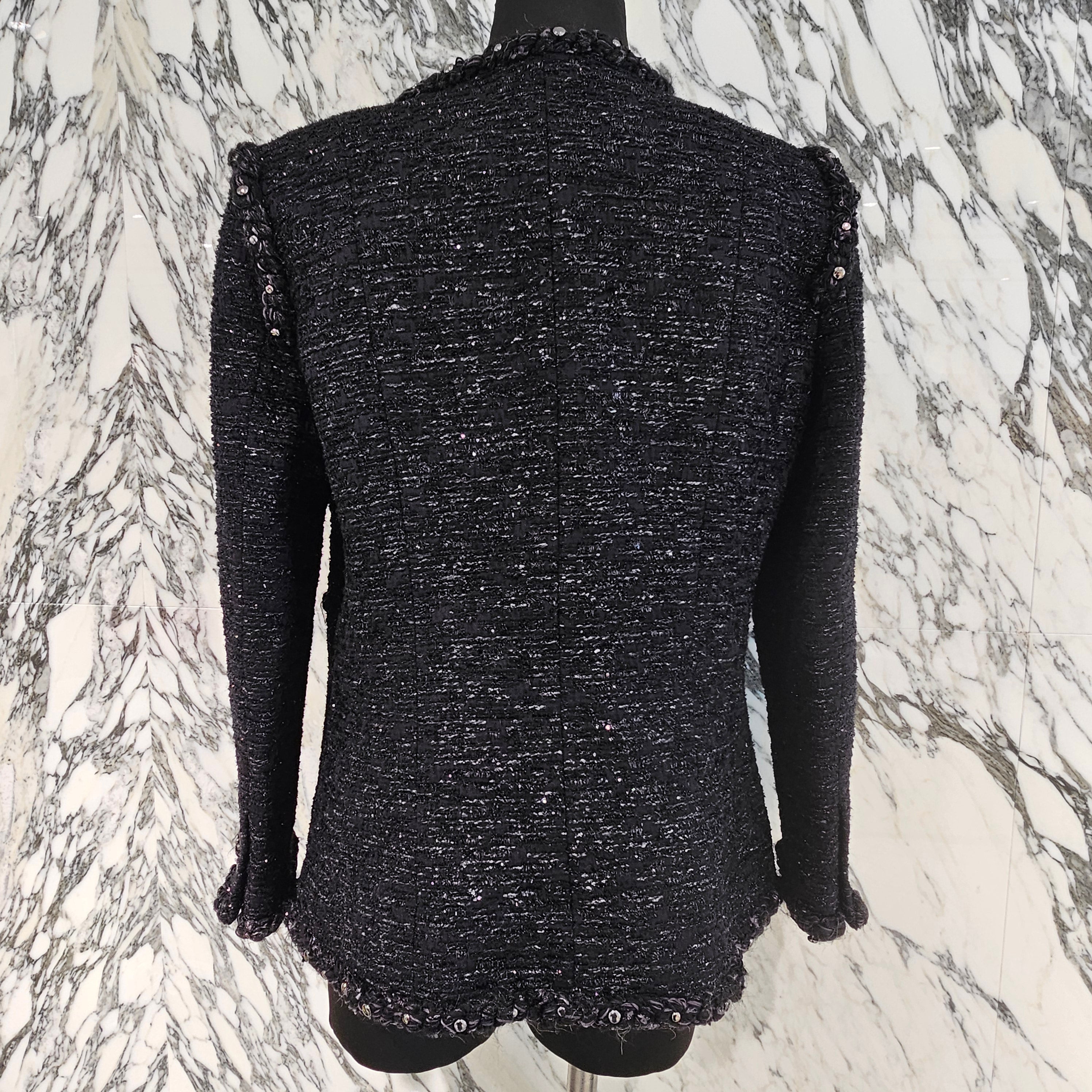 CHANEL 2014 Cruise Studs Decoration Wool Nylon Zip Up Tweed Jacket P49616V32950 Size 42 シャネル 2014クルーズ スタッズ装飾 ウールナイロン ジップアップ ツイード ジャケット サイズ42