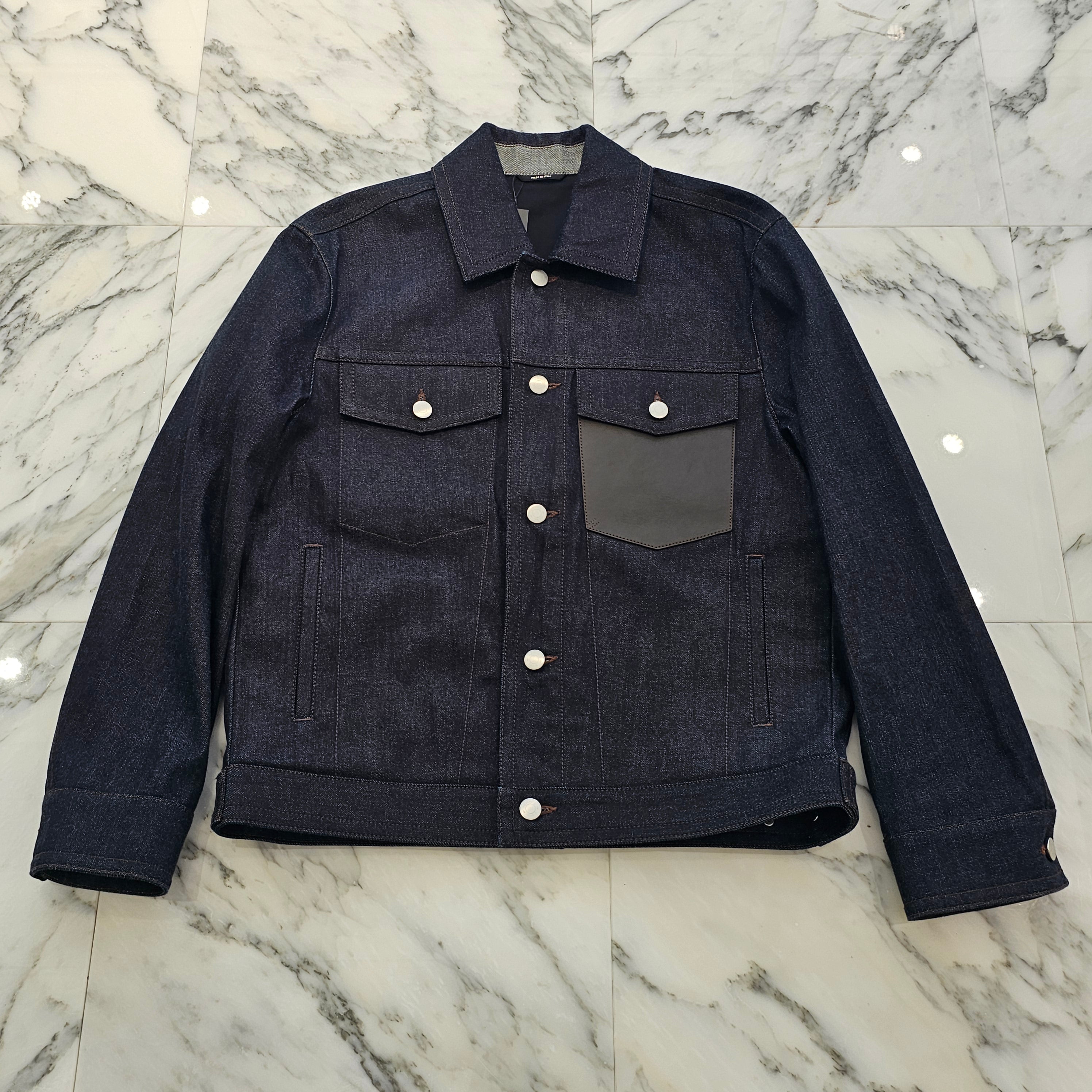 HERMES 2024AW Leather Pocket Denim Jacket Size 48 エルメス レザーポケット デニムジャケット サイズ48