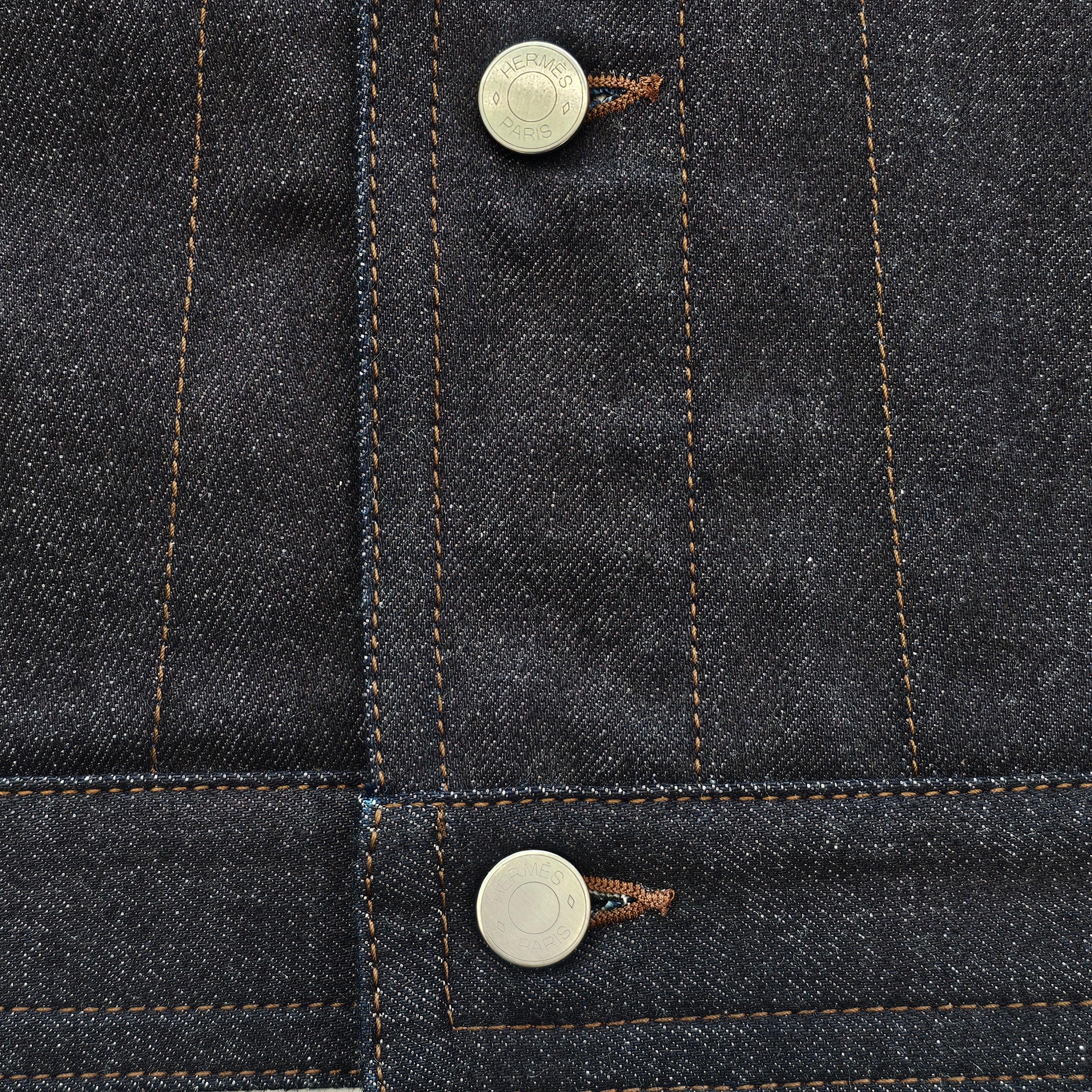 HERMES 2024AW Leather Pocket Denim Jacket Size 48 エルメス レザーポケット デニムジャケット サイズ48