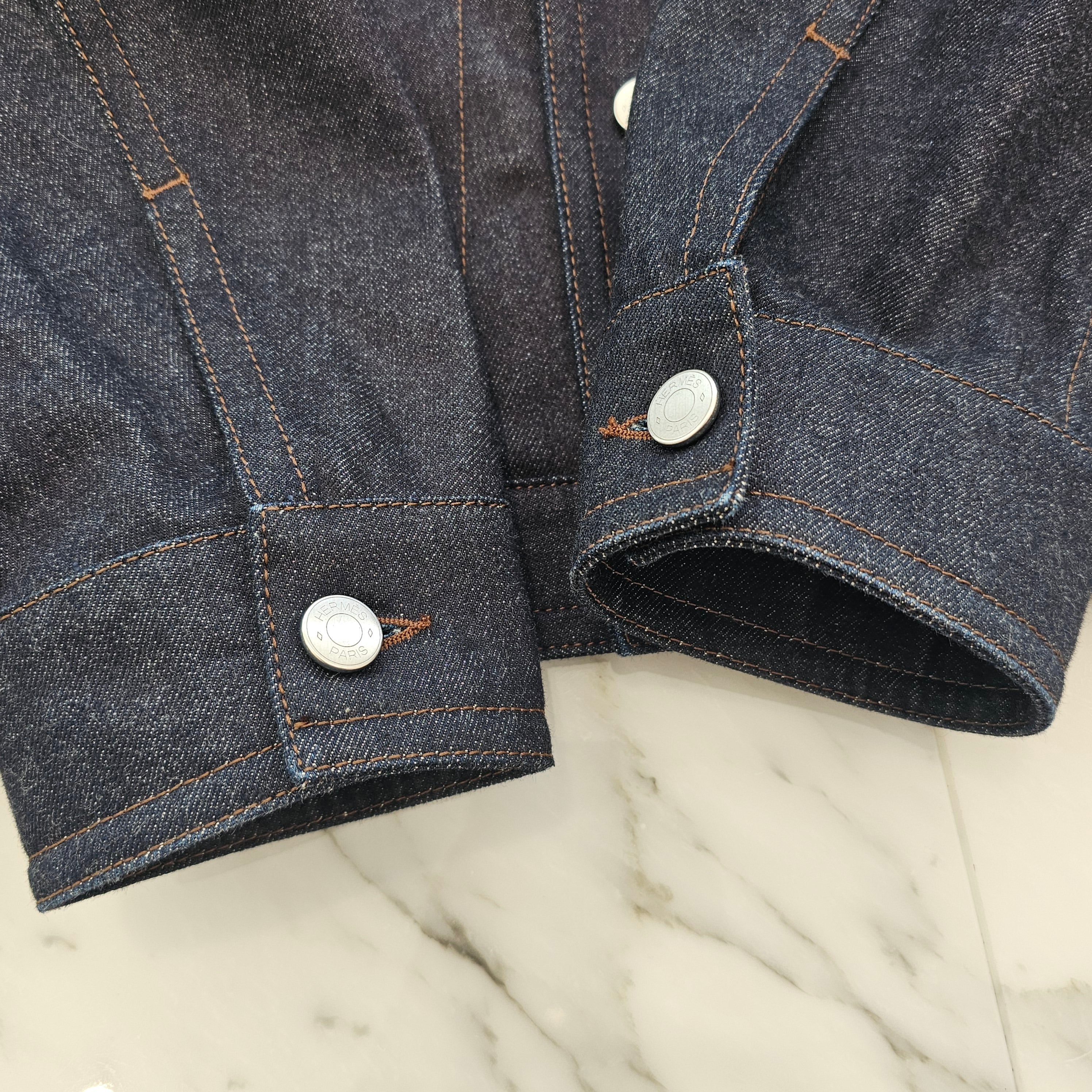 HERMES 2024AW Leather Pocket Denim Jacket Size 48 エルメス レザーポケット デニムジャケット サイズ48