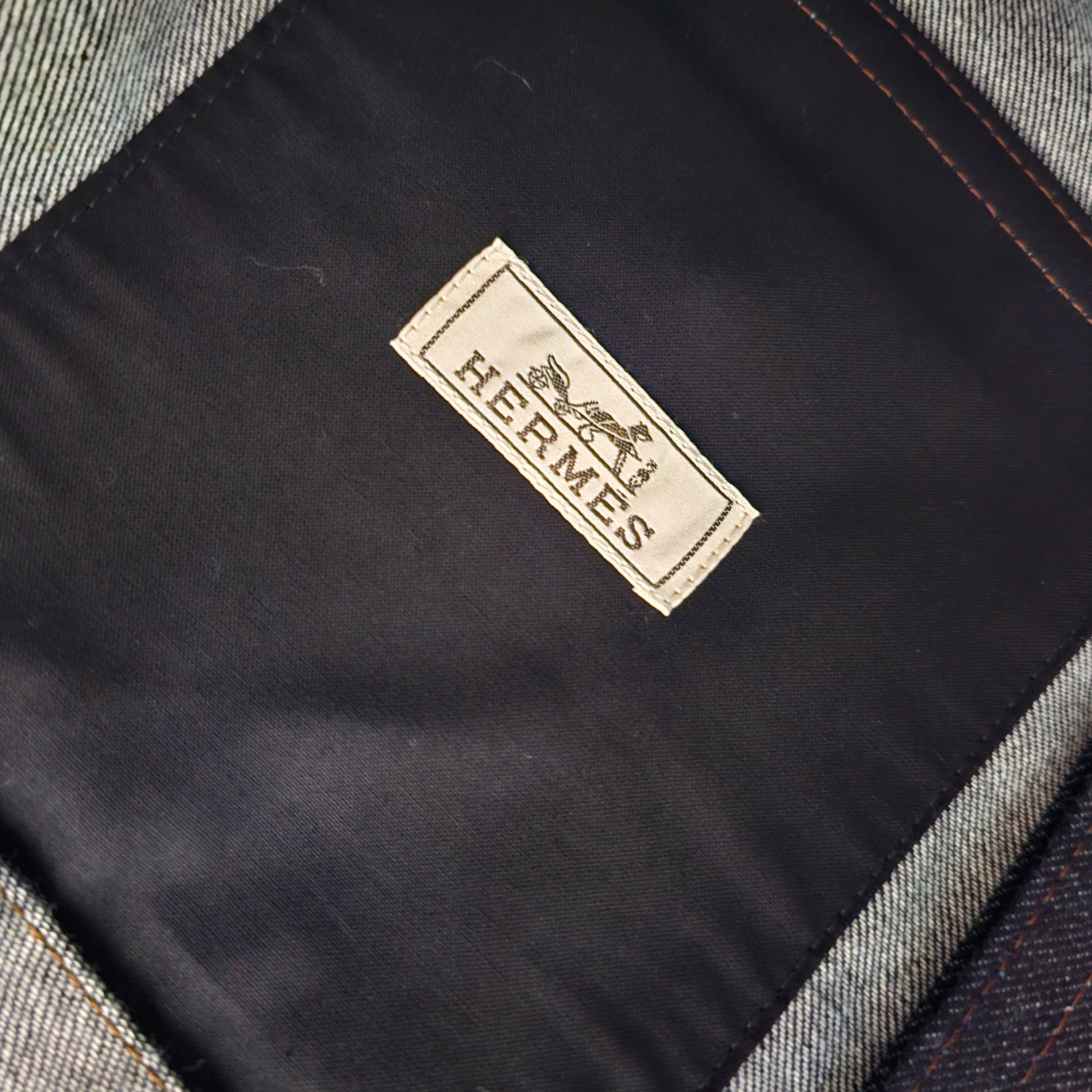 HERMES 2024AW Leather Pocket Denim Jacket Size 48 エルメス レザーポケット デニムジャケット サイズ48