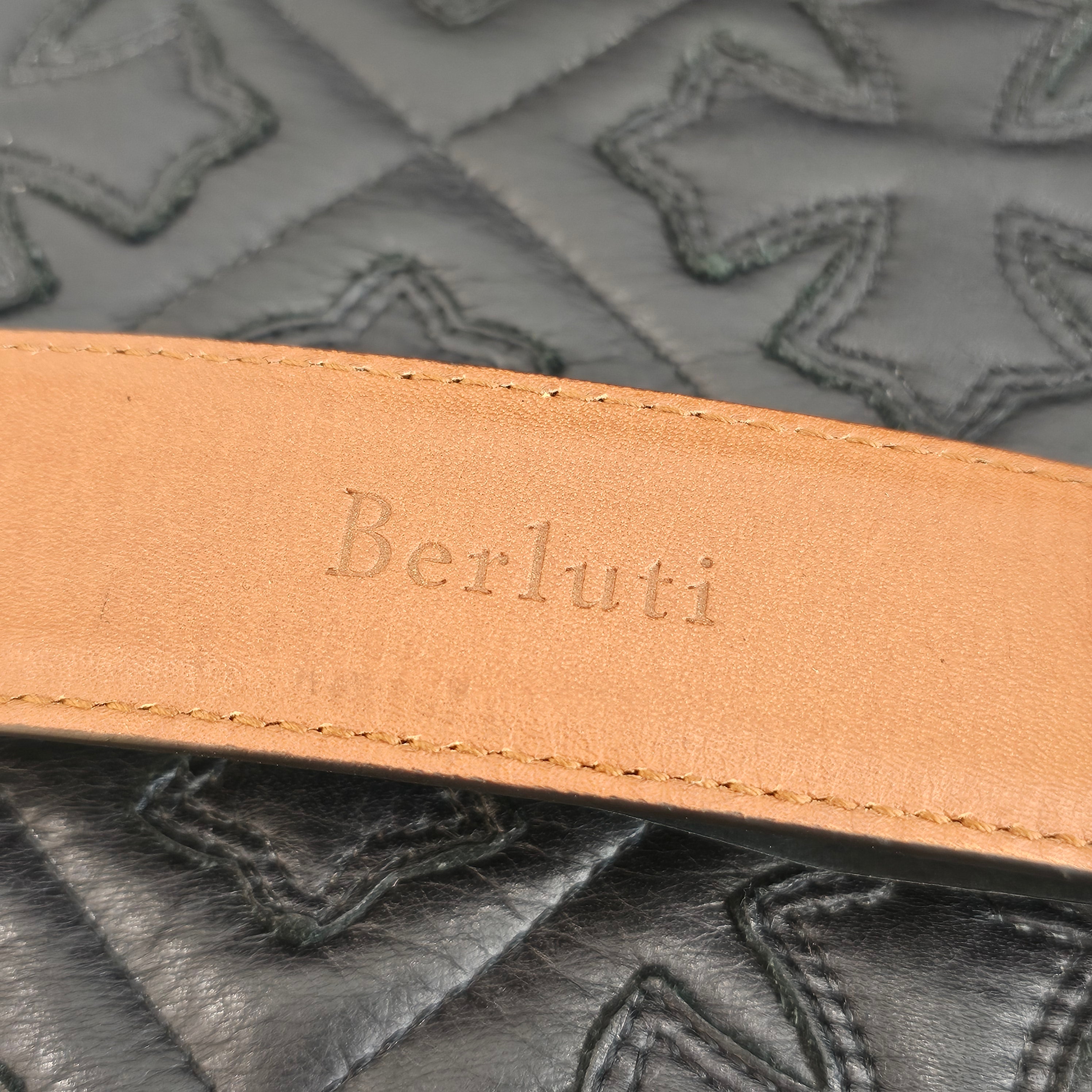 Berluti Scritto Calligraphy Venetian Leather Belt Size 38 ベルルッティ スクリット カリグラフィ ヴェネチアンレザー ベルト サイズ38