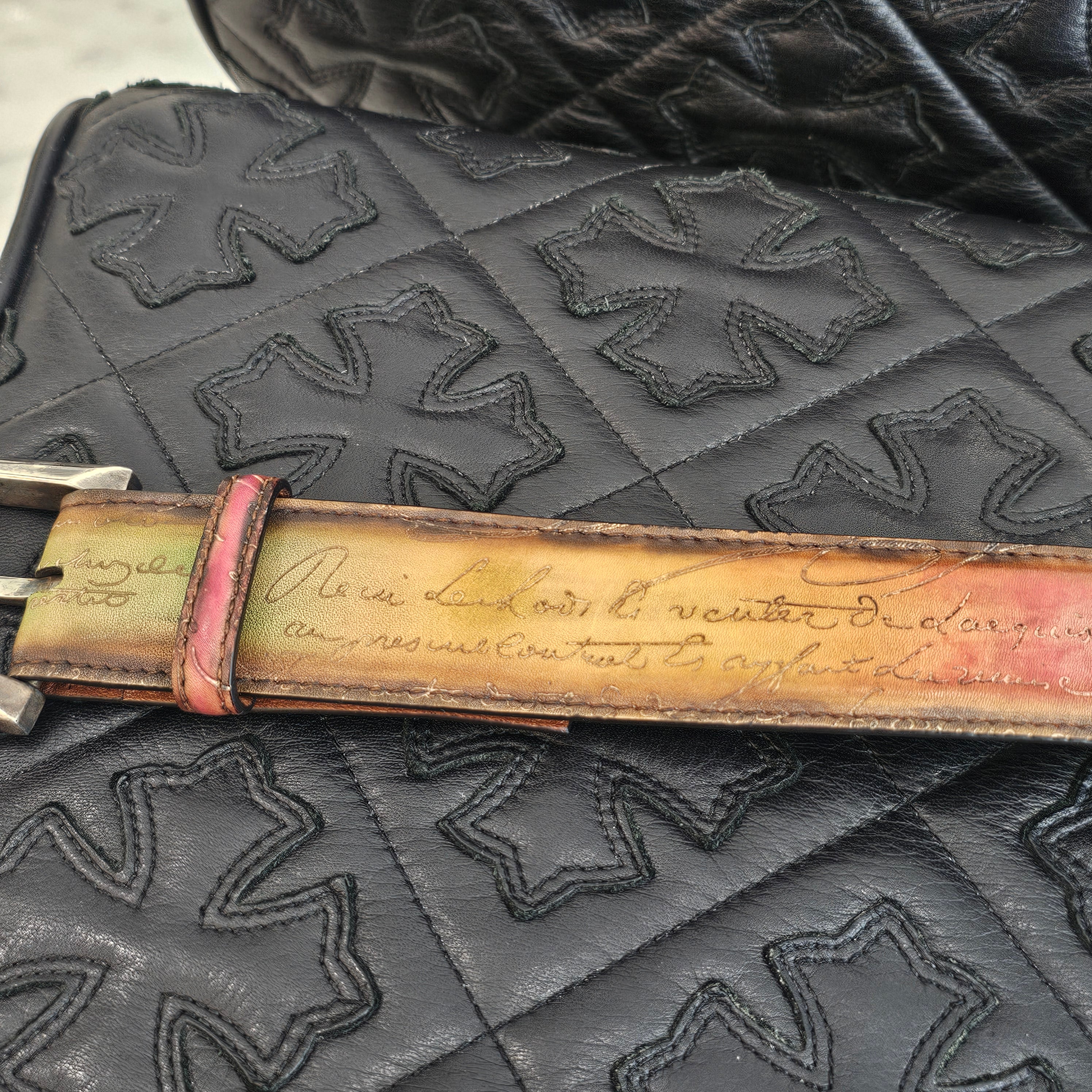 Berluti Scritto Calligraphy Venetian Leather Belt Size 38 ベルルッティ スクリット カリグラフィ ヴェネチアンレザー ベルト サイズ38