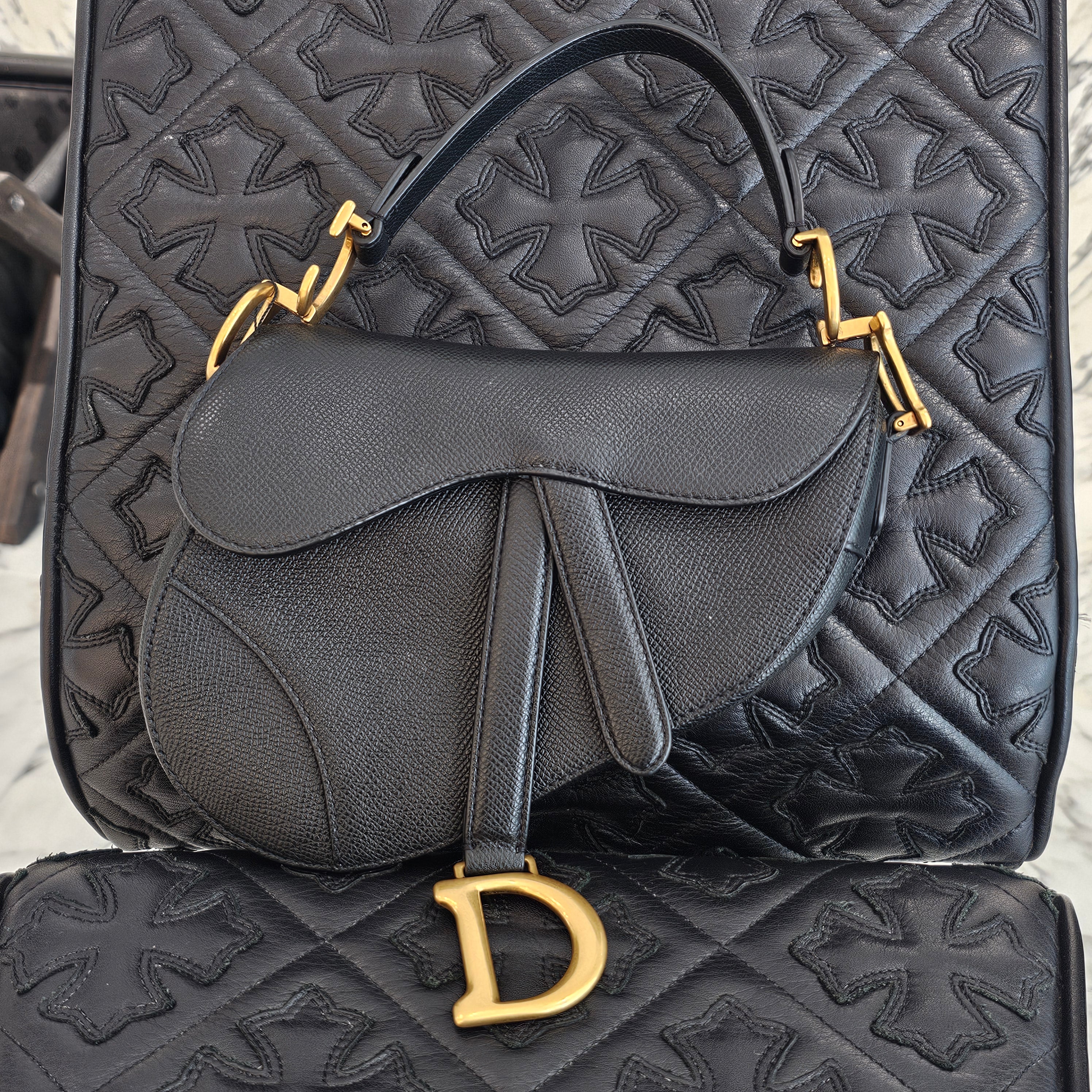 DIOR 2024AW Mini Saddle Bag Grained Calfskin "Black" M0456CBAA ディオール ミニ サドルバッグ グレインド カーフスキン "ブラック"