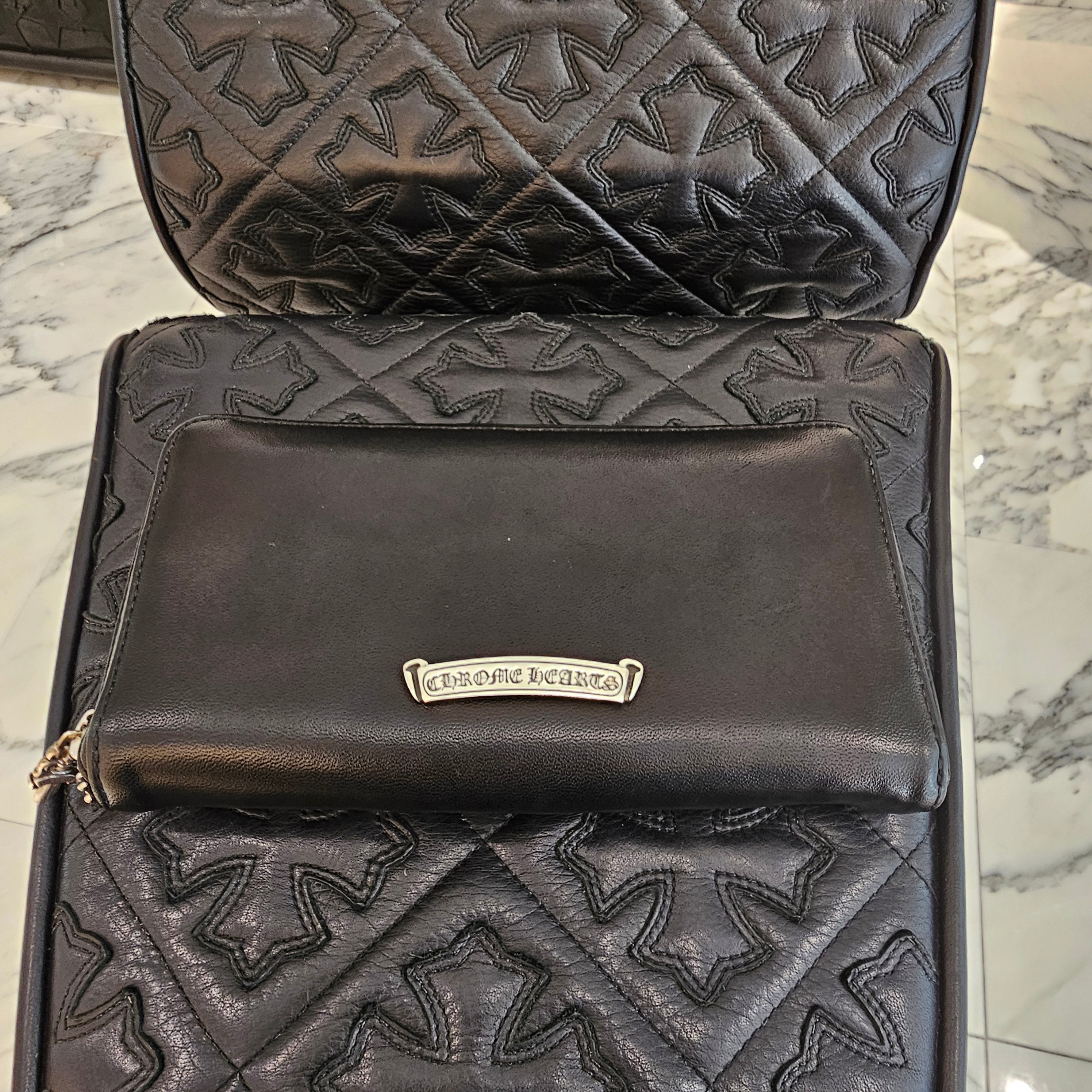 CHROME HEARTS REC F ZIP Pyramid Studs Leather Wallet クロムハーツ REC F ジップ ピラミッド スタッズ レザーウォレット