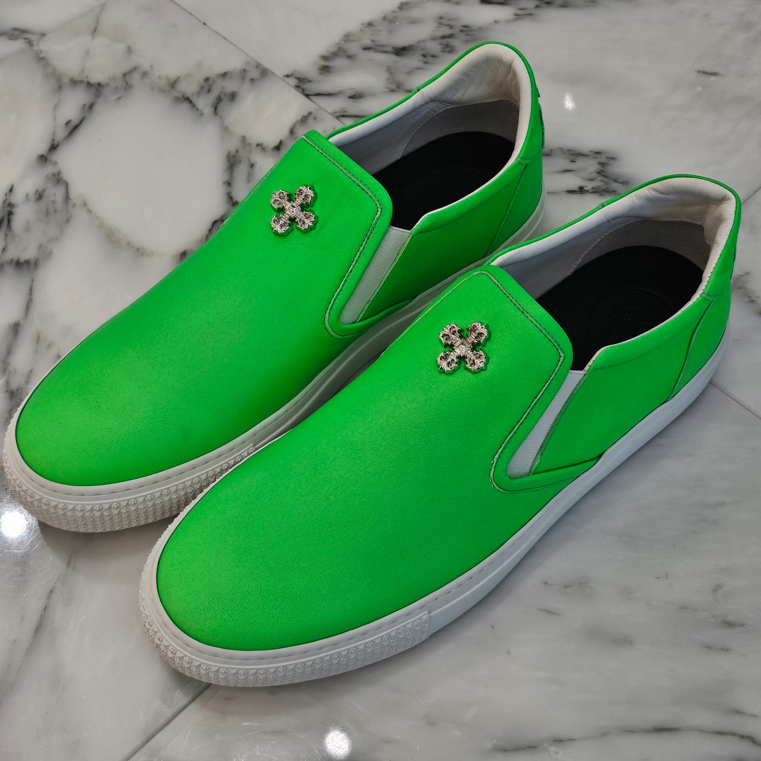 CHROME HEARTS Miami Limited Silver Filigree CH Cross Leather Patch Slip On Size 44（28cm～28.5cm） クロムハーツ マイアミ限定 シルバー フィリグリー CHクロス レザーパッチ スリッポン サイズ44（28cm～28.5cm）