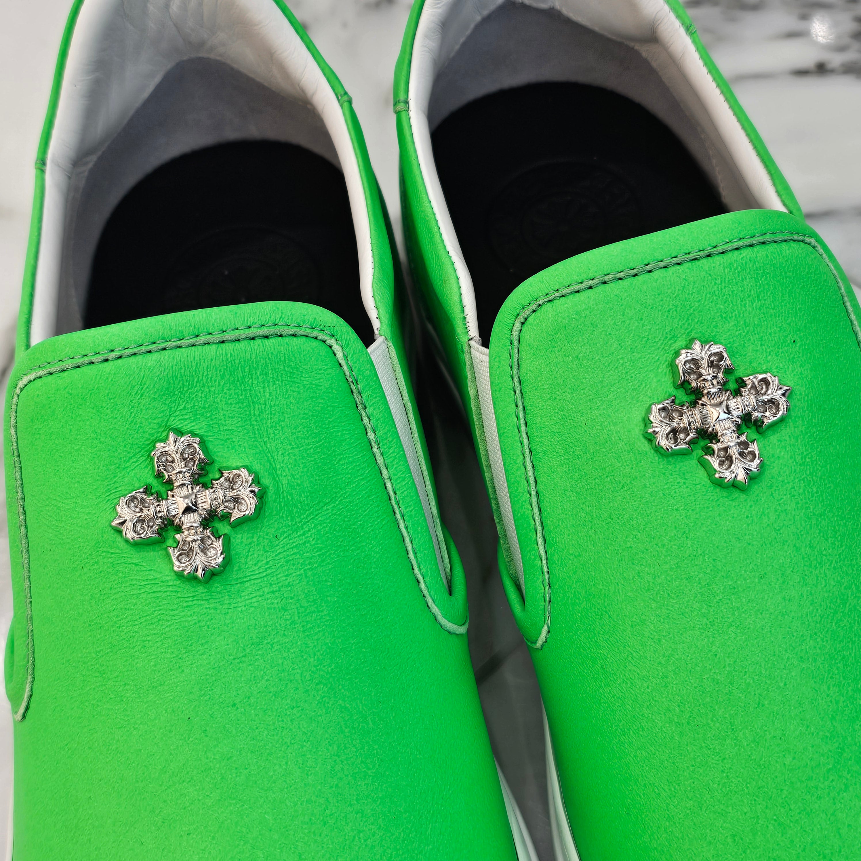 CHROME HEARTS Miami Limited Silver Filigree CH Cross Leather Patch Slip On Size 44（28cm～28.5cm） クロムハーツ マイアミ限定 シルバー フィリグリー CHクロス レザーパッチ スリッポン サイズ44（28cm～28.5cm）