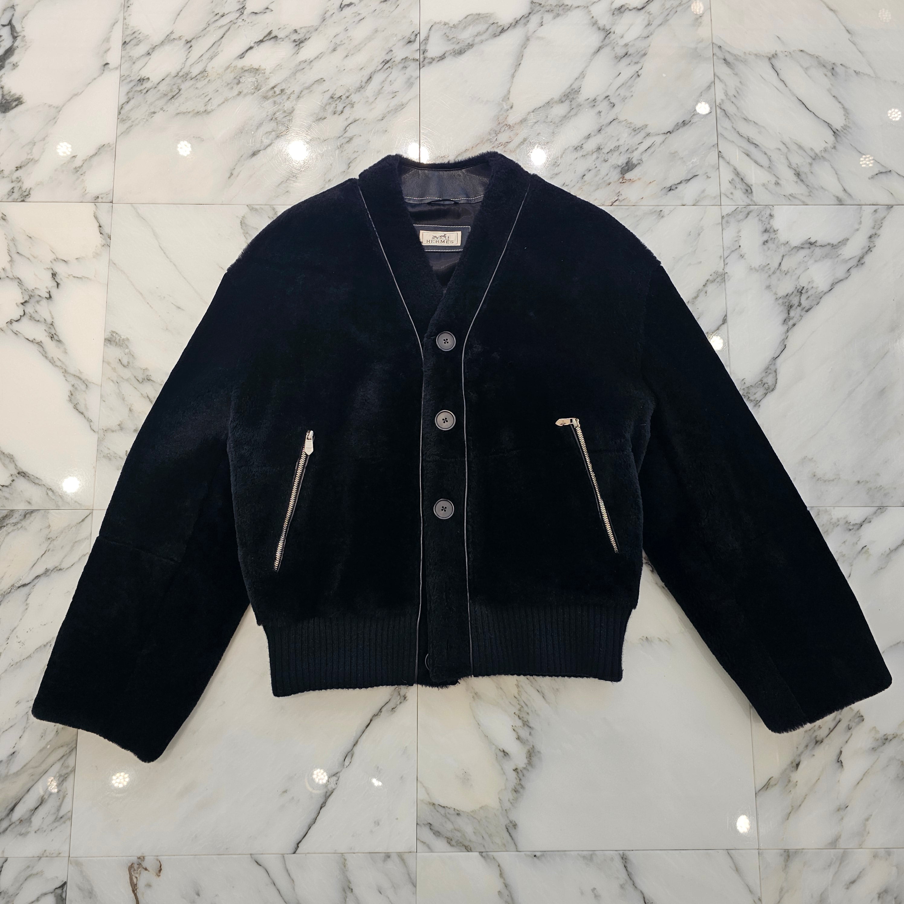 HERMES 2023AW Lamb Skin Shearling Cardigan Jacket Size 46 エルメス ラムスキン ムートン カーディガン ジャケット サイズ46