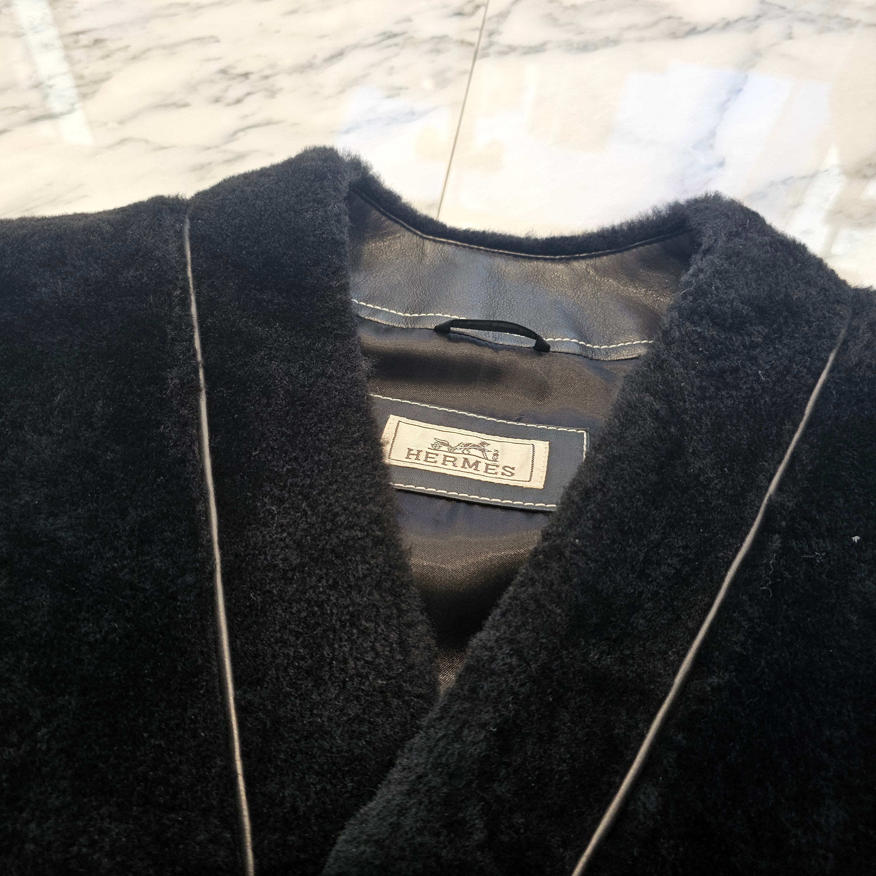 HERMES 2023AW Lamb Skin Shearling Cardigan Jacket Size 46 エルメス ラムスキン ムートン カーディガン ジャケット サイズ46