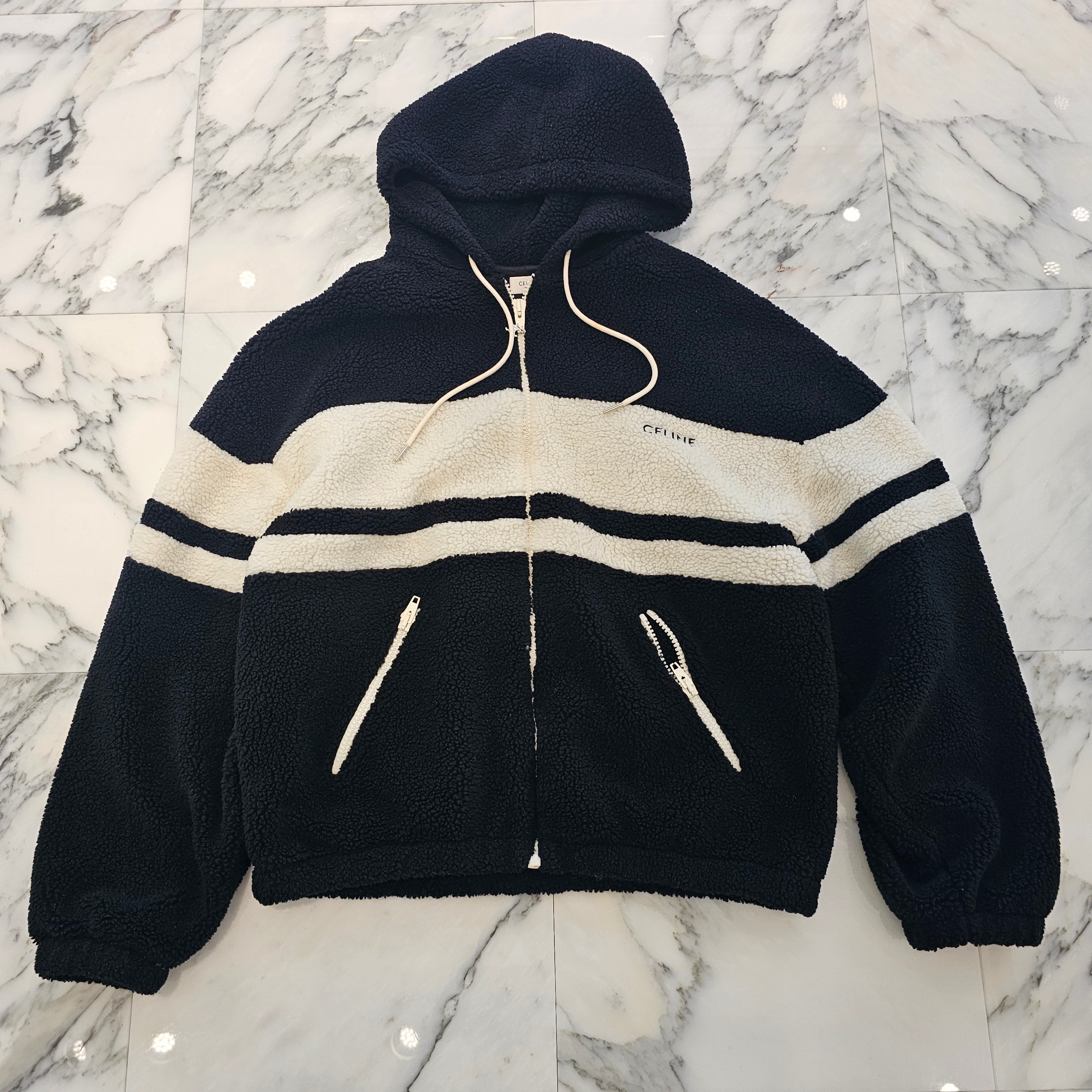 CELINE 2025SS Hooded Jacket In Jersey Fleece RV0JI699M.38AW Size XXL セリーヌ フーデッド ジャケット イン ジャージー フリース サイズXXL