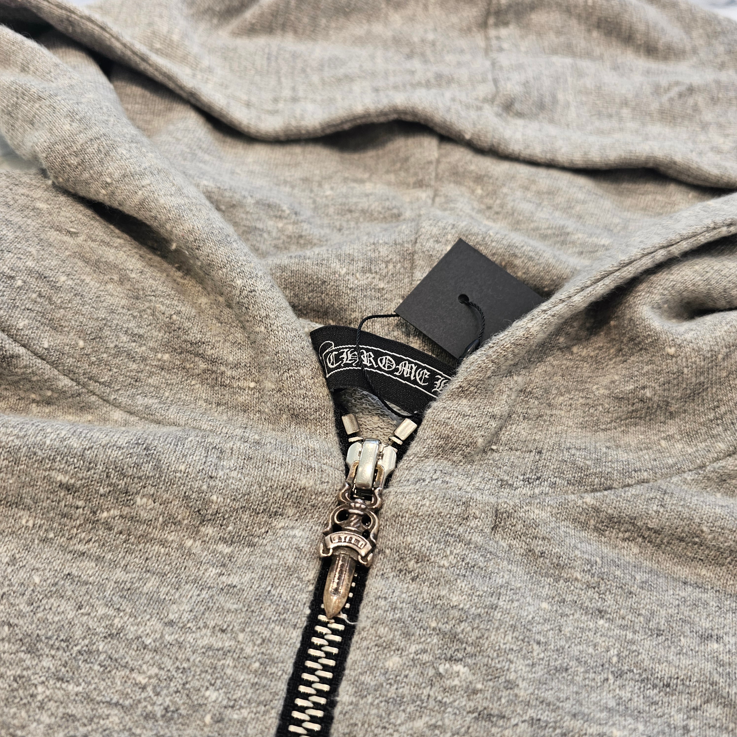 CHROME HEARTS Half Zip Leather Cross Patch Pullover Hoodie Size M クロムハーツ ハーフジップ レザークロスパッチ プルオーバー フーディ サイズM