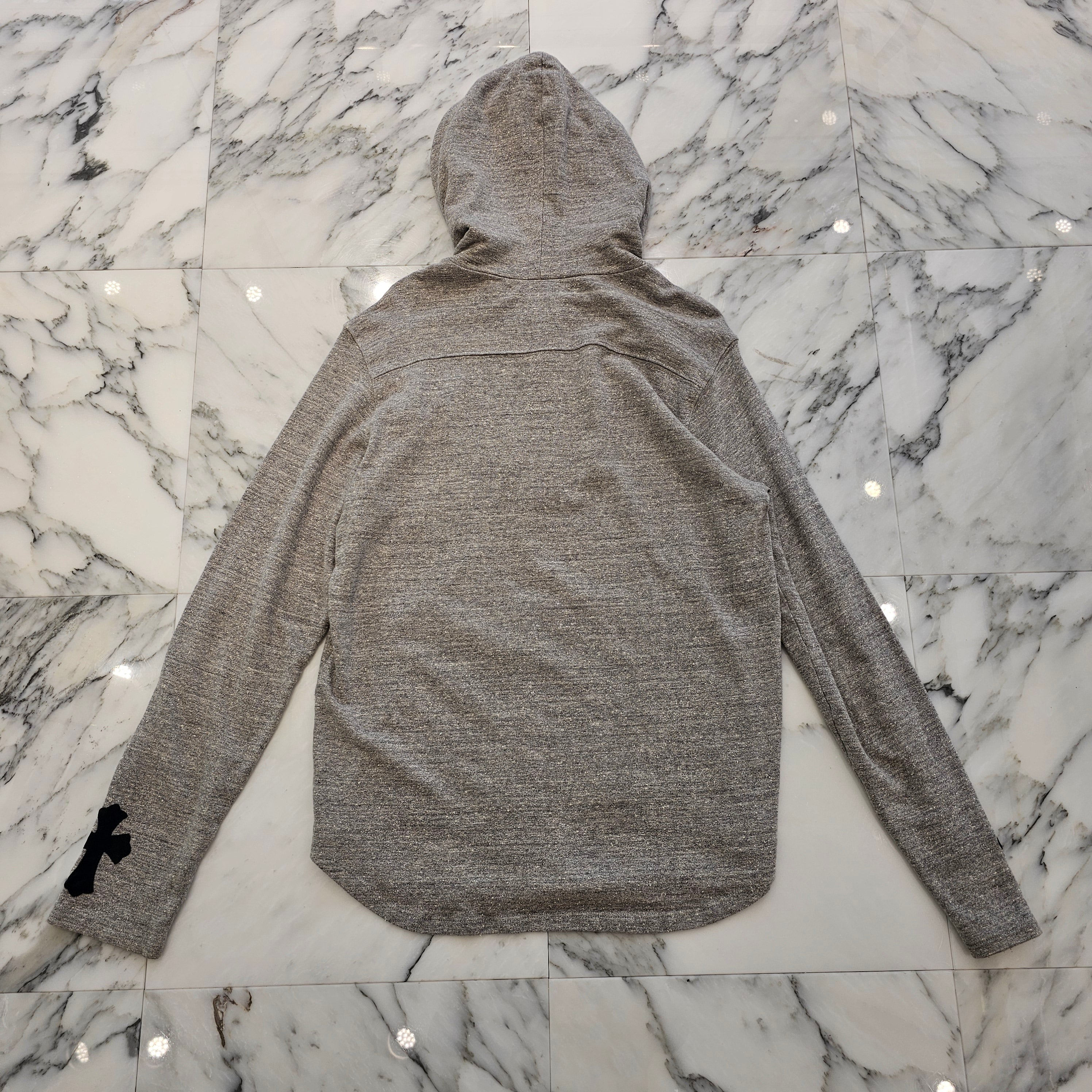 CHROME HEARTS Half Zip Leather Cross Patch Pullover Hoodie CHROME HEARTS Half Zip Leather Cross Patch Pullover Hoodie