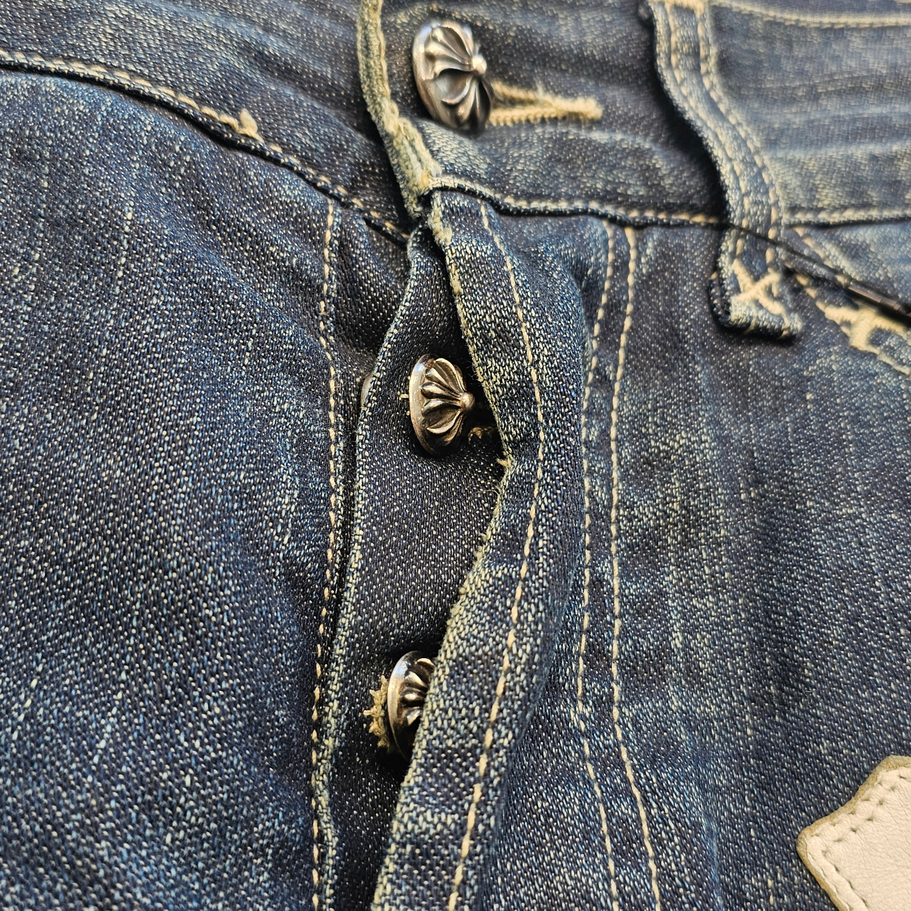 CHROME HEARTS × DOLCE & GABBANA VNTG Cross Leather Patch Jeans Size 44 クロムハーツ × ドルチェ&ガッバーナ ヴィンテージ クロスレザーパッチ ジーンズ デニムパンツ サイズ44