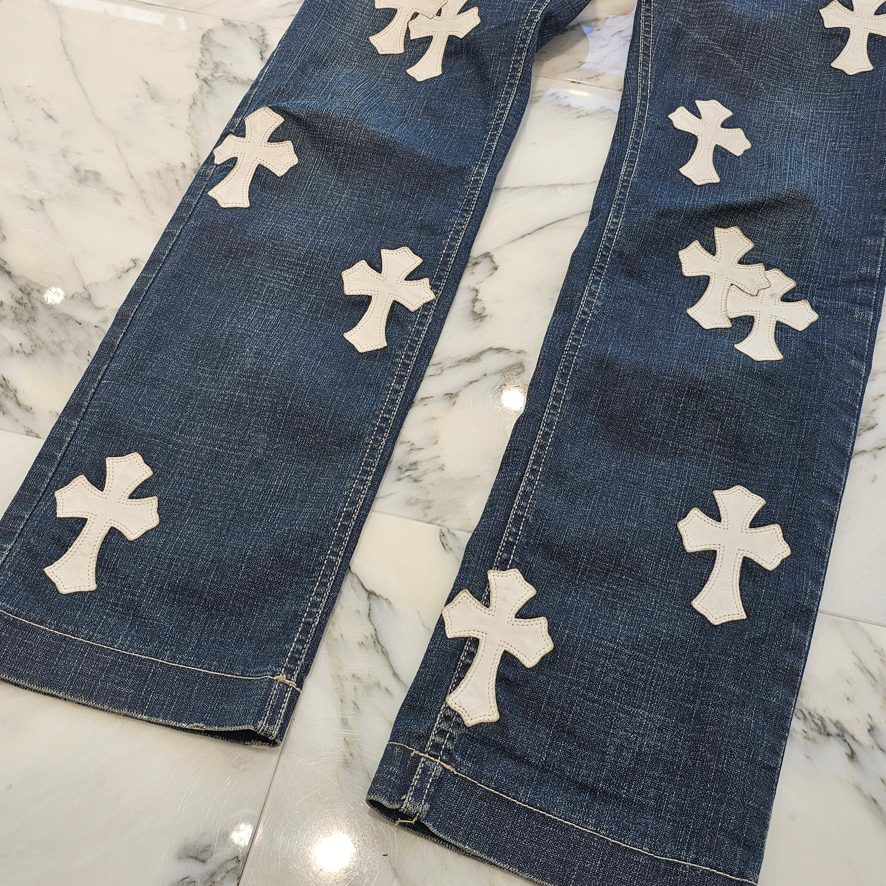 CHROME HEARTS × DOLCE & GABBANA VNTG Cross Leather Patch Jeans Size 44 クロムハーツ × ドルチェ&ガッバーナ ヴィンテージ クロスレザーパッチ ジーンズ デニムパンツ サイズ44