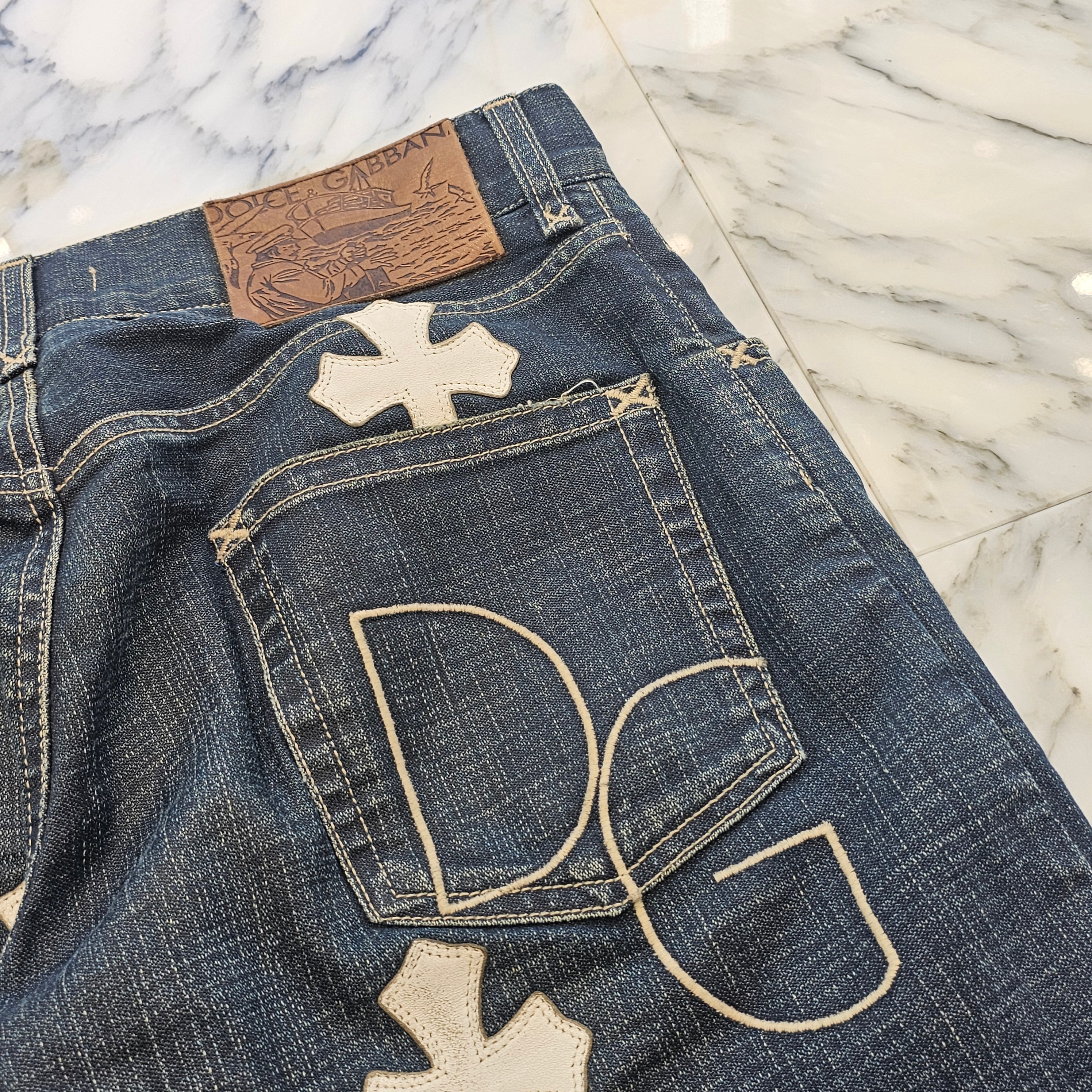 CHROME HEARTS × DOLCE & GABBANA VNTG Cross Leather Patch Jeans Size 44 クロムハーツ × ドルチェ&ガッバーナ ヴィンテージ クロスレザーパッチ ジーンズ デニムパンツ サイズ44