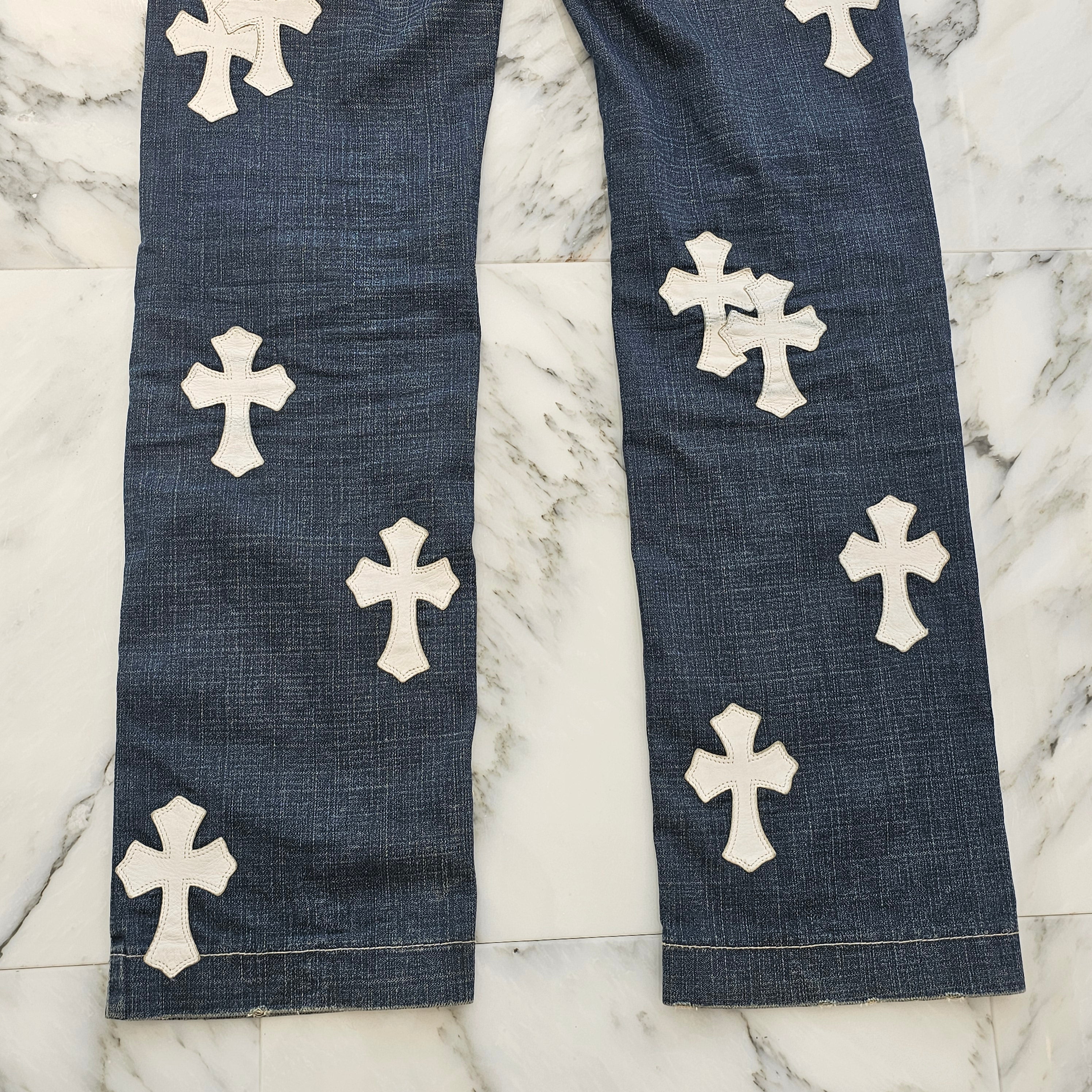 CHROME HEARTS × DOLCE & GABBANA VNTG Cross Leather Patch Jeans Size 44 クロムハーツ × ドルチェ&ガッバーナ ヴィンテージ クロスレザーパッチ ジーンズ デニムパンツ サイズ44