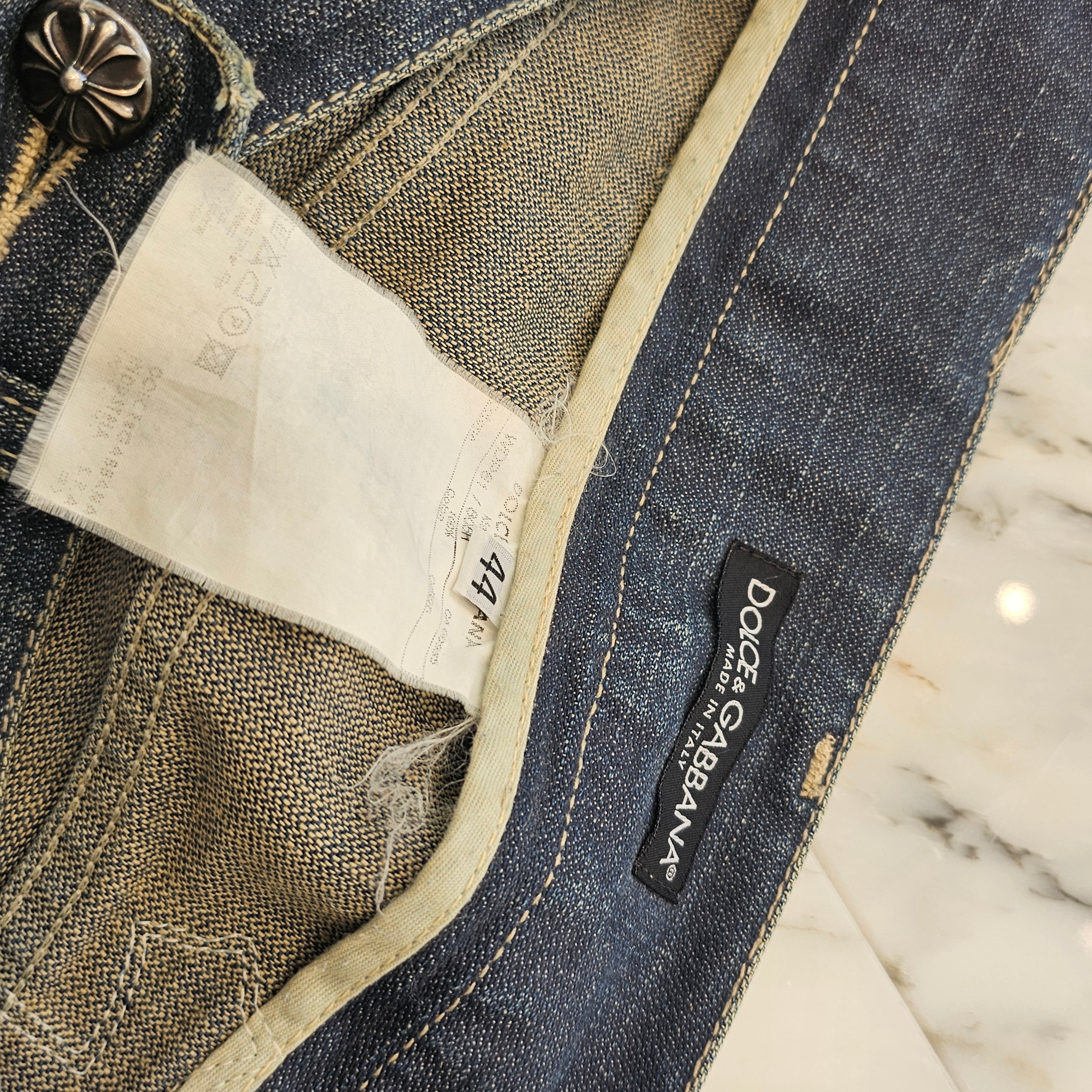 CHROME HEARTS × DOLCE & GABBANA VNTG Cross Leather Patch Jeans Size 44 クロムハーツ × ドルチェ&ガッバーナ ヴィンテージ クロスレザーパッチ ジーンズ デニムパンツ サイズ44