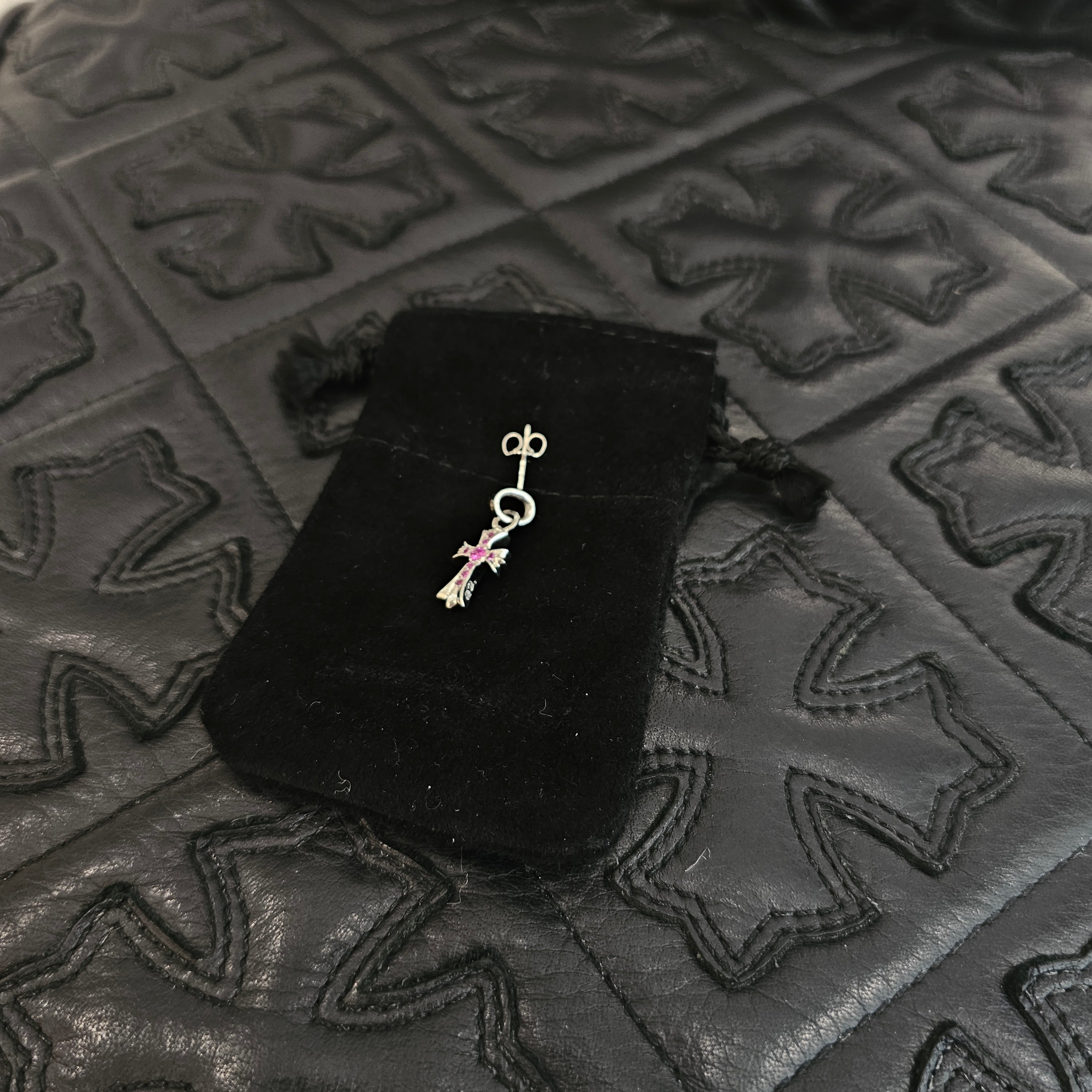 CHROME HEARTS 18K WG Baby Fat Pave Pink Sapphire Earring クロムハーツ 18K ホワイトゴールド パヴェ ピンクサファイア イヤリング ピアス