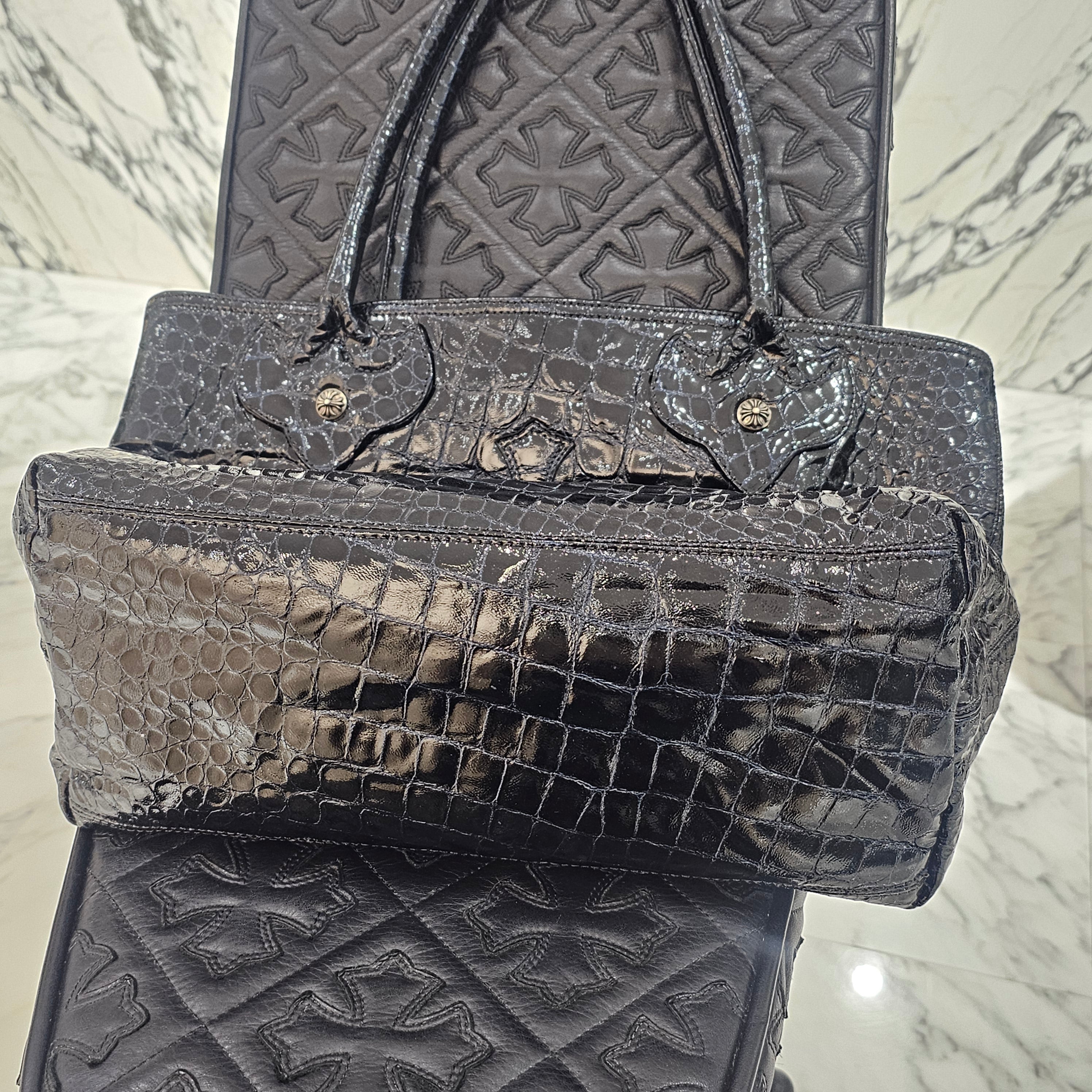 CHROME HEARTS FS Alligator Patent Leather Cross Patch Tote Bag クロムハーツ FS アリゲーター パテントレザー クロスパッチ トートバッグ