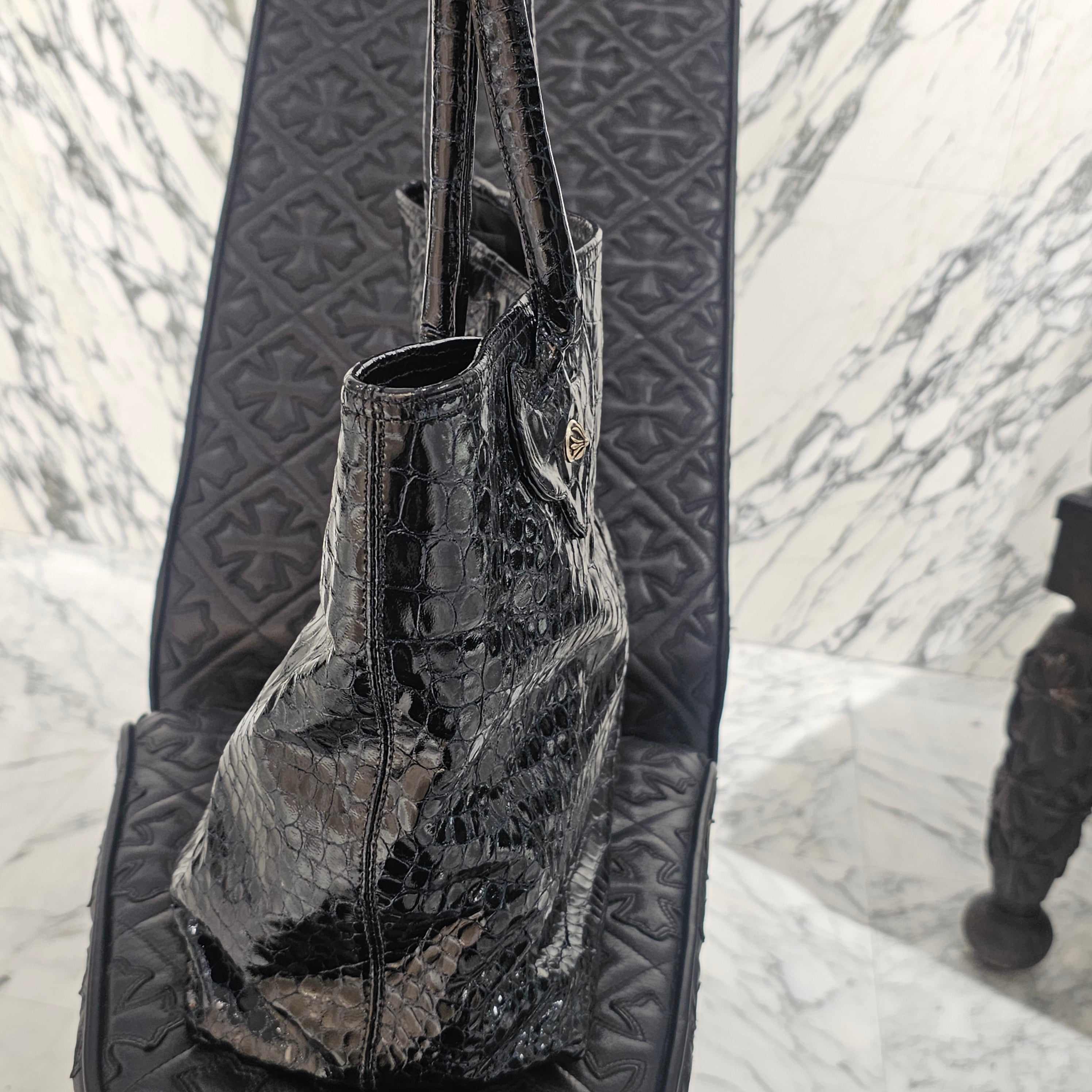 CHROME HEARTS FS Alligator Patent Leather Cross Patch Tote Bag クロムハーツ FS アリゲーター パテントレザー クロスパッチ トートバッグ