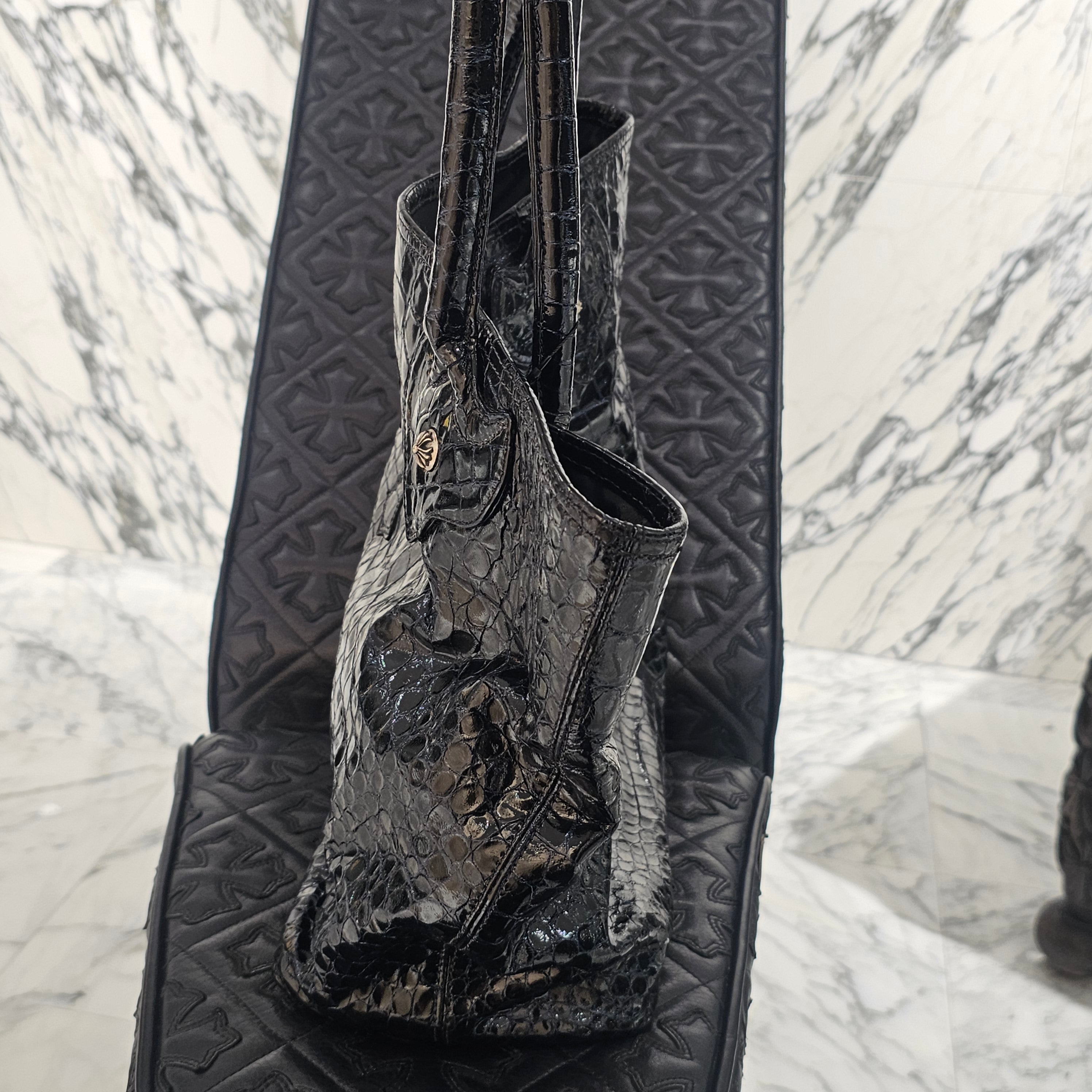 CHROME HEARTS FS Alligator Patent Leather Cross Patch Tote Bag クロムハーツ FS アリゲーター パテントレザー クロスパッチ トートバッグ