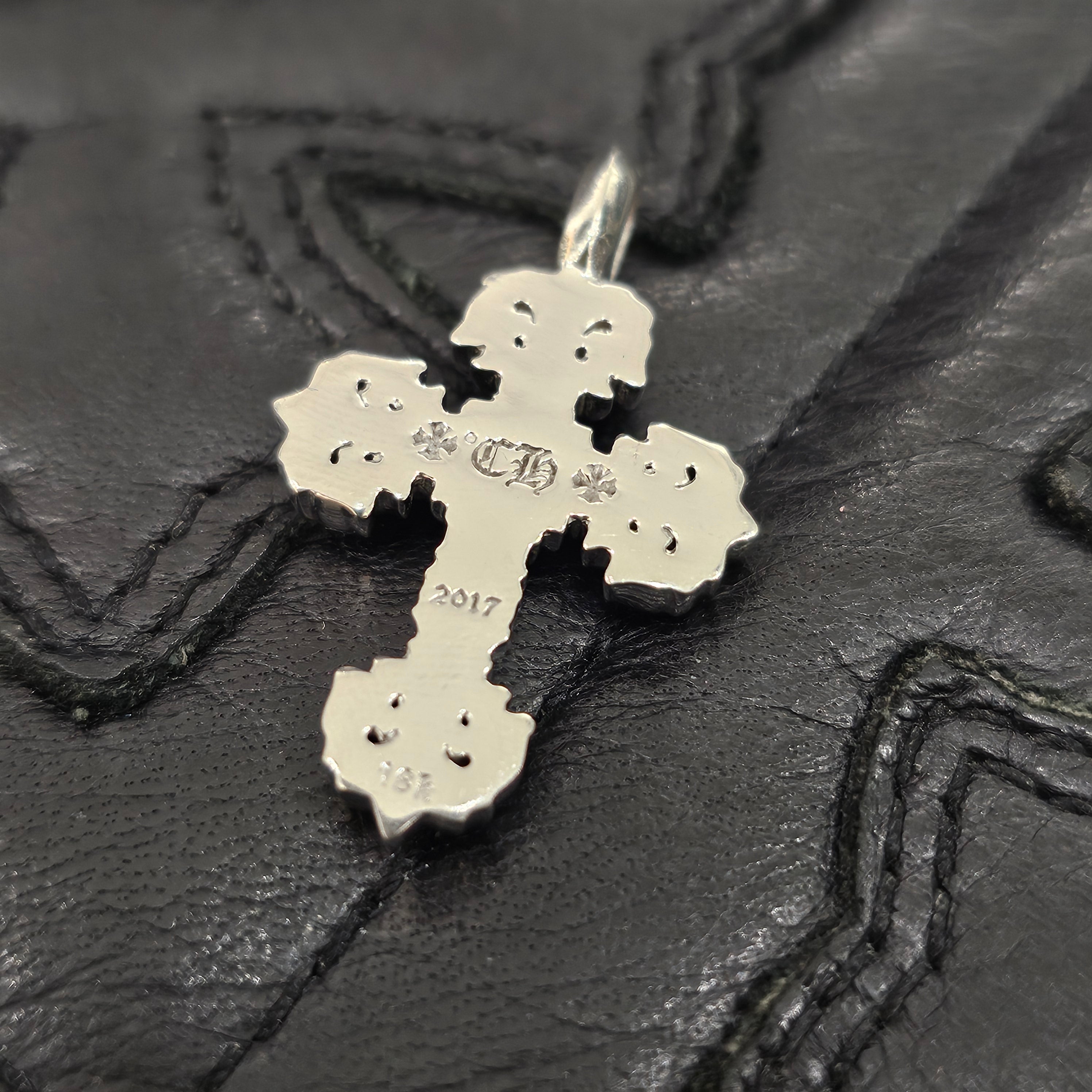 CHROME HEARTS 18K WG Tiny Filigree Cross Pink Sapphire Pendent Top クロムハーツ 18K ホワイトゴールド タイニーフィリグリークロス ピンクサファイア ペンダントトップ