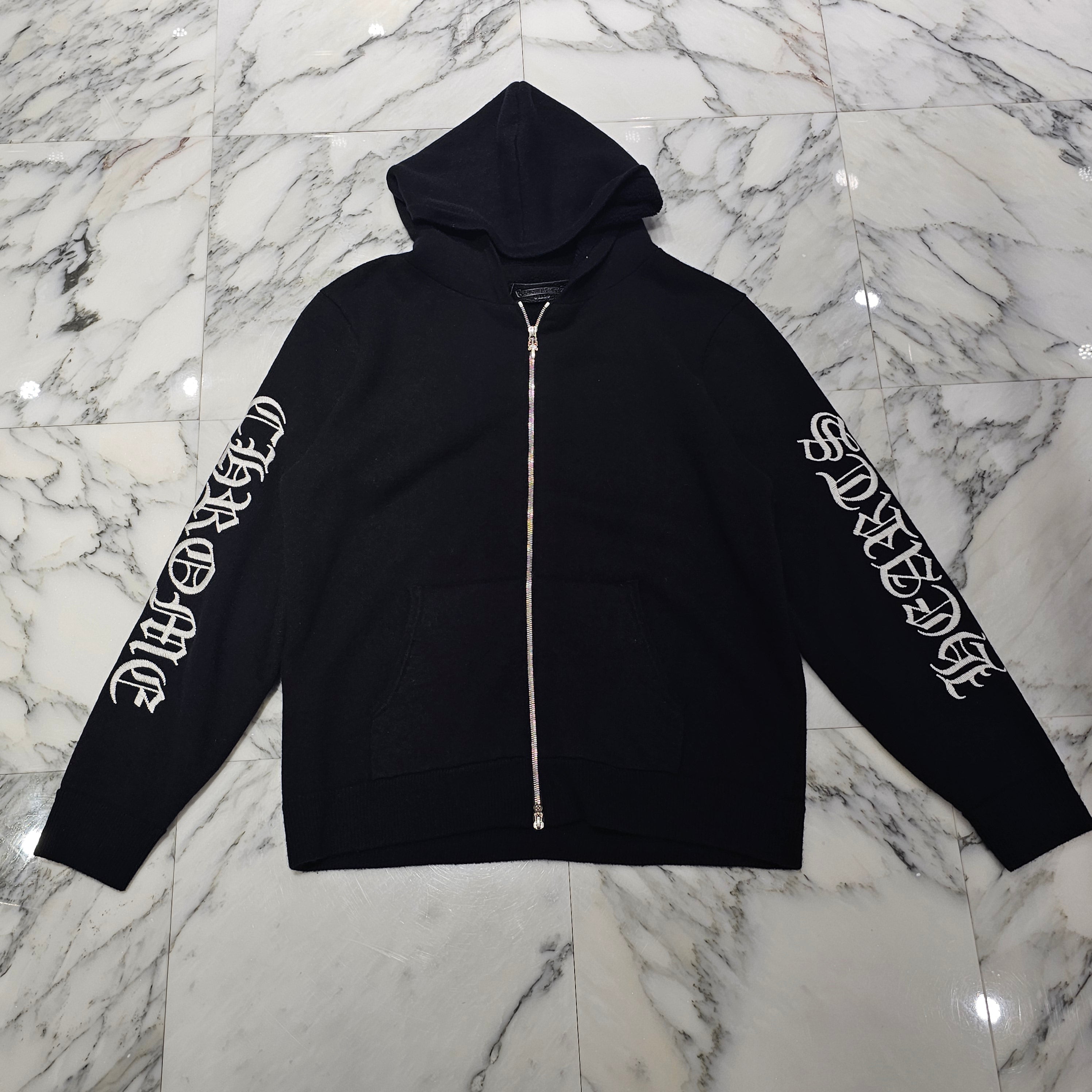 CHROME HEARTS Y NOT Arm Logo Cashmere Knit Zip Up Hoodie Size L クロムハーツ ワイノット アームロゴ カシミヤジップアップフーディ サイズL