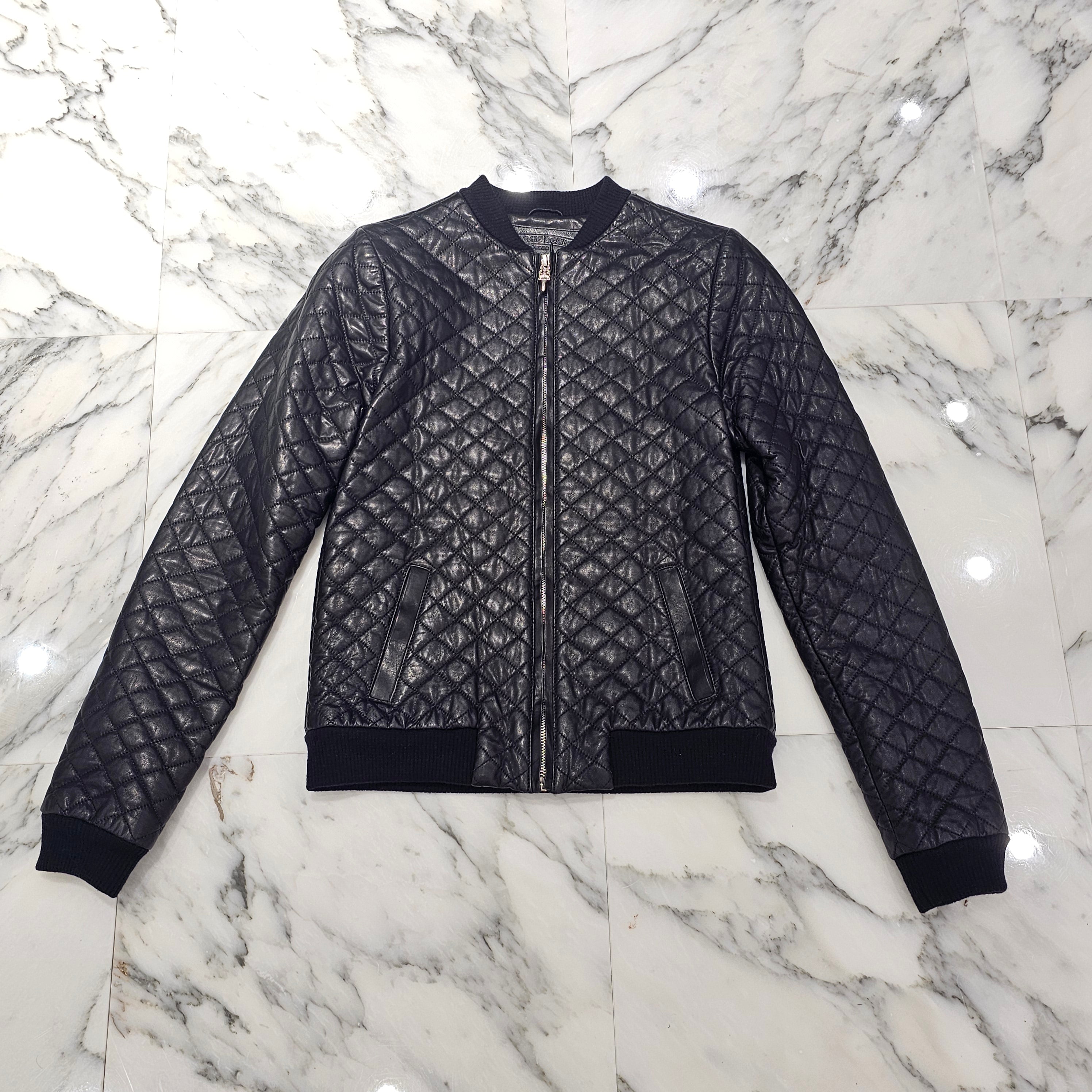 CHROME HEARTS Dagger Zip Quilting Leather Jacket Size S クロム