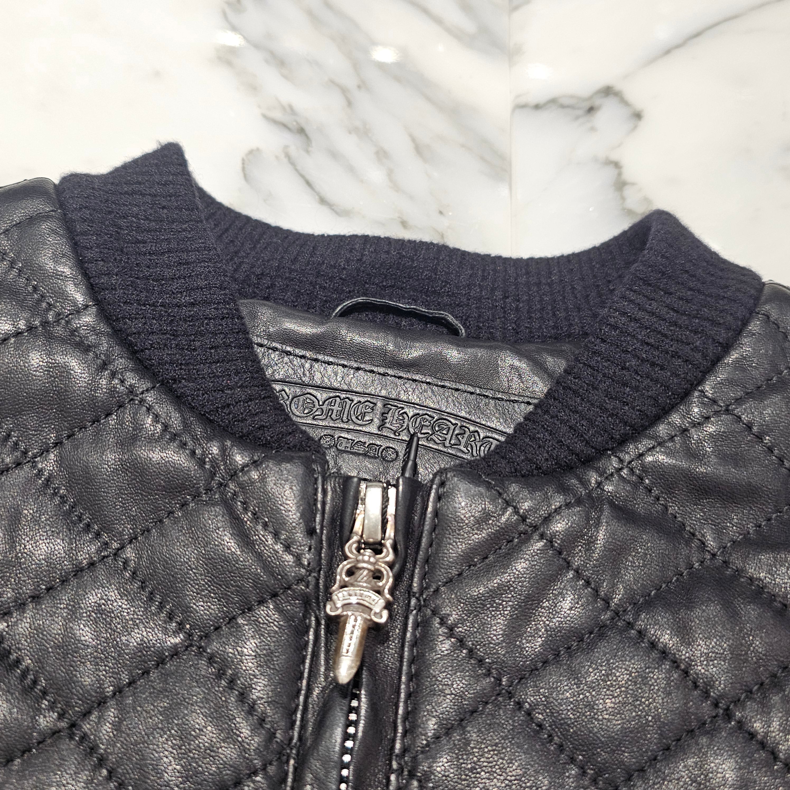 CHROME HEARTS Dagger Zip Quilting Leather Jacket Size S クロムハーツ ダガージップ キルティング レザージャケット サイズS
