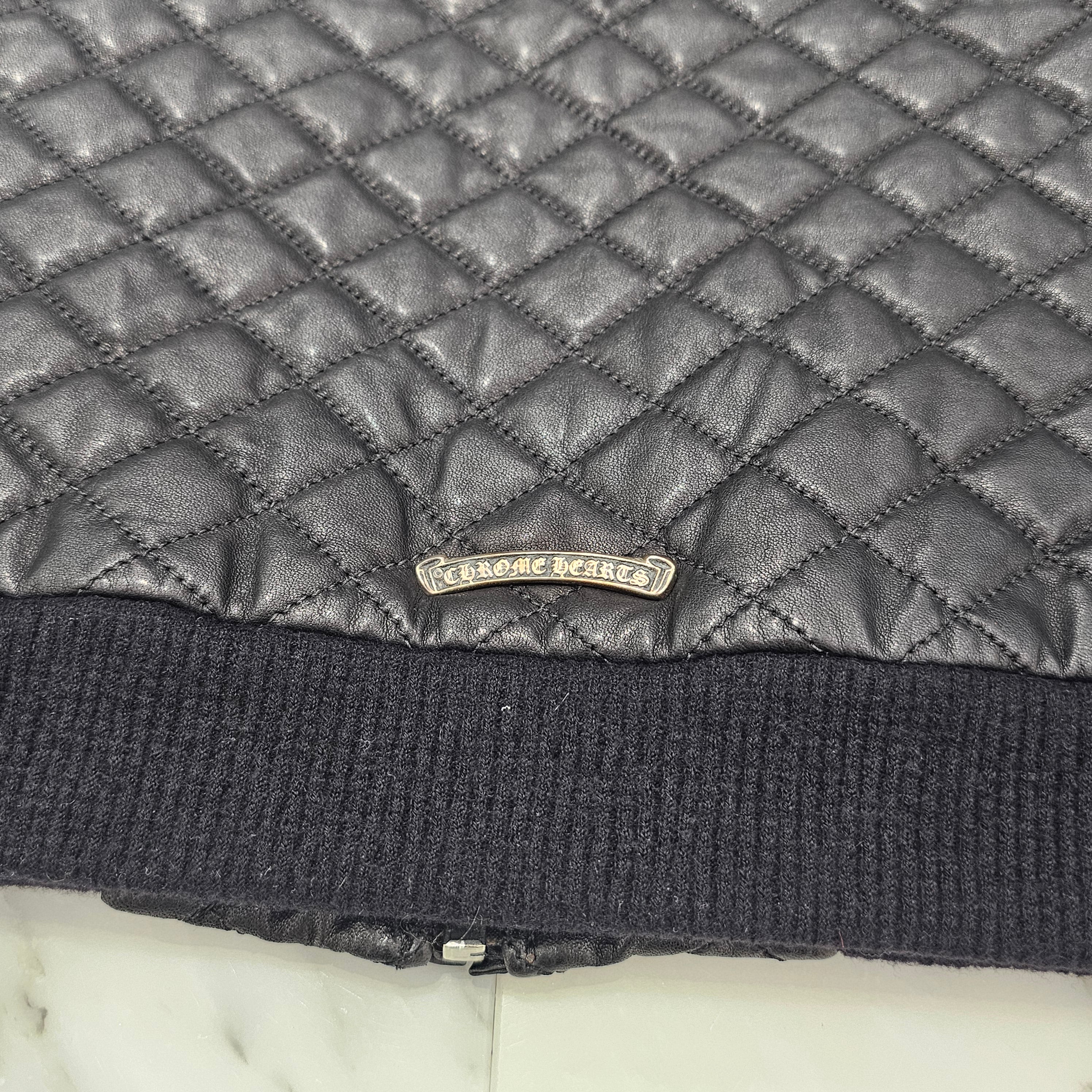 CHROME HEARTS Dagger Zip Quilting Leather Jacket Size S クロムハーツ ダガージップ キルティング レザージャケット サイズS