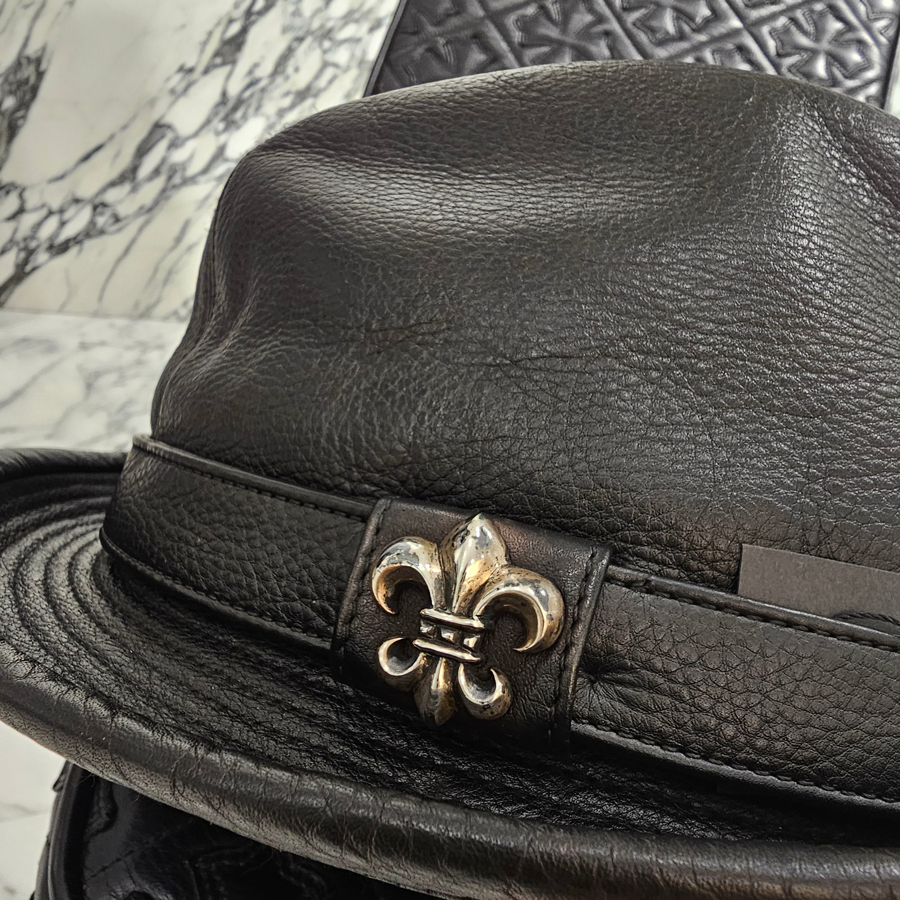 CHROME HEARTS FEDRA Leather Bucket Hat Size M クロムハーツ フェドラ レザー バケットハット サイズM