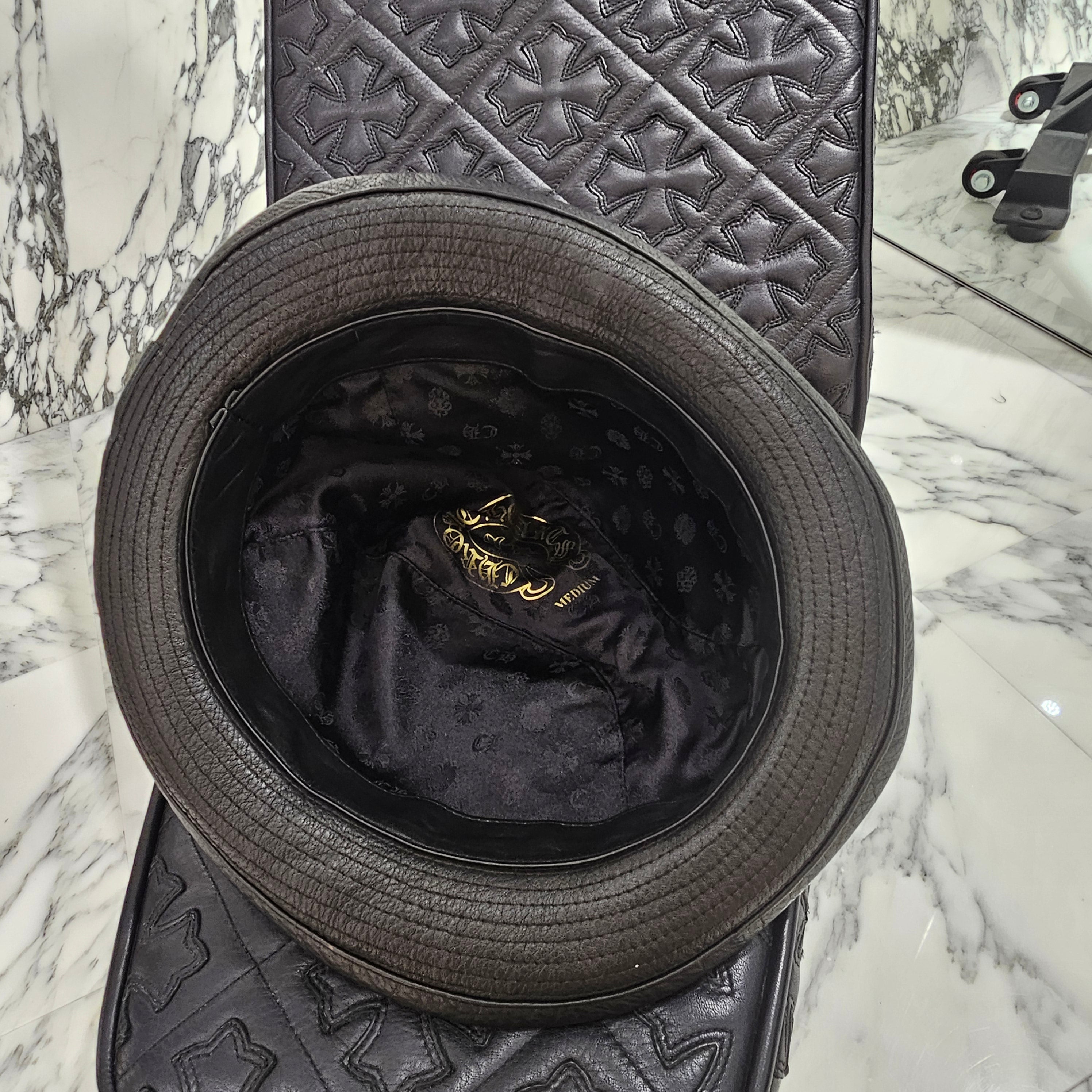 CHROME HEARTS FEDRA Leather Bucket Hat Size M クロムハーツ フェドラ レザー バケットハット サイズM