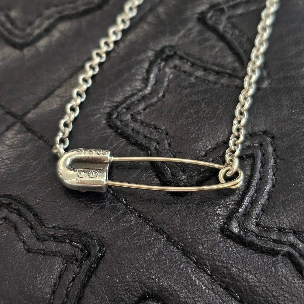 CHROME HEARTS Safety Pin Pendant Top 1 Diamond Roll Chain Necklace Size 16 Inch クロムハーツ セーフティピン 1ダイヤモンド ペンダントトップ ロールチェーン ネックレス サイズ16インチ