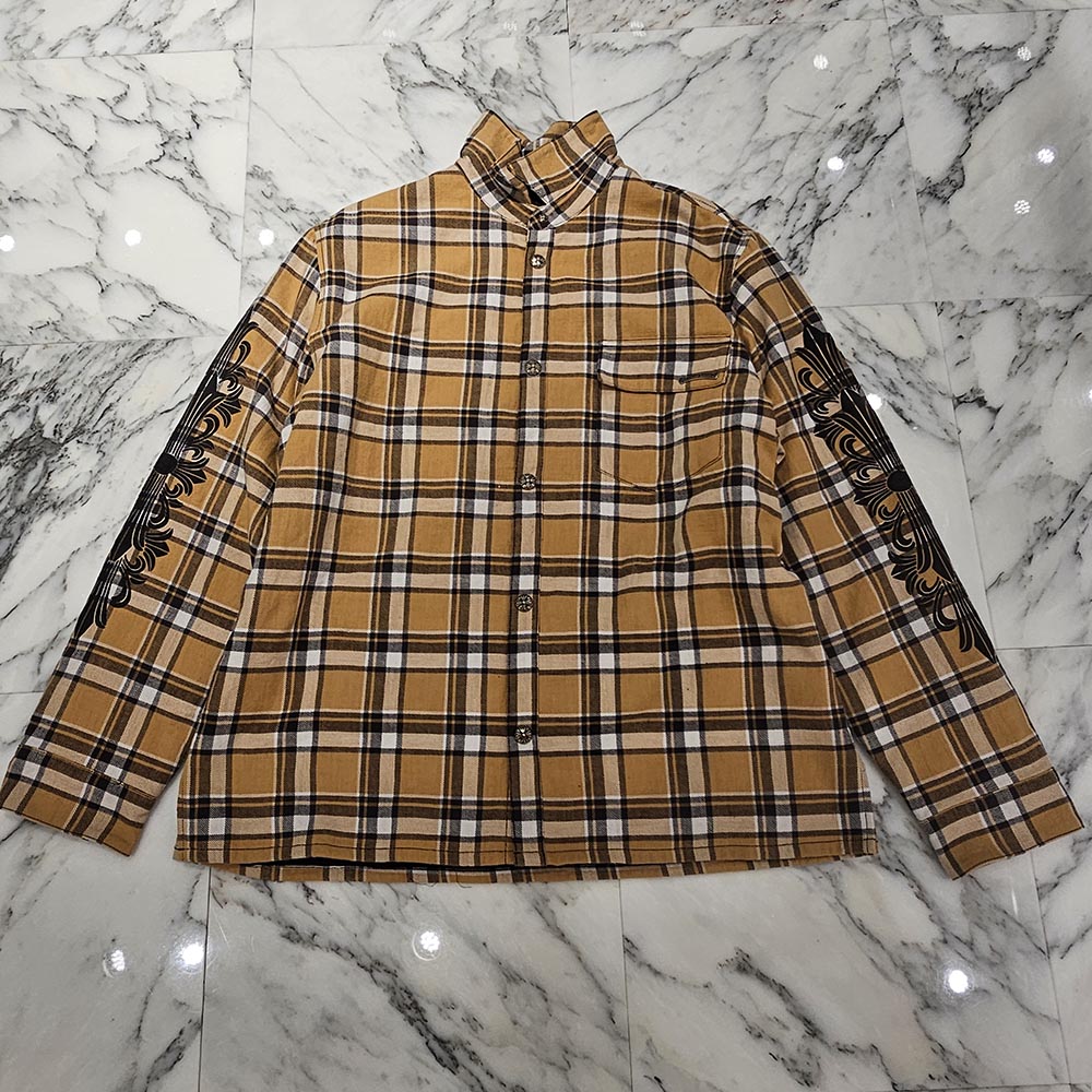 CHROME HEARTS Y NOT Workn Padded FLANNEL CHECK SHIRT JACKET Size