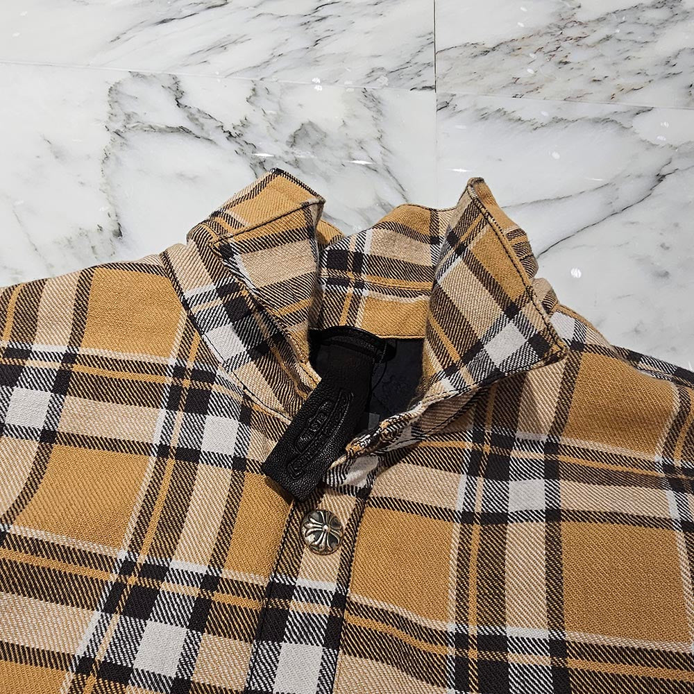 CHROME HEARTS Y NOT Workn Padded FLANNEL CHECK SHIRT JACKET Size
