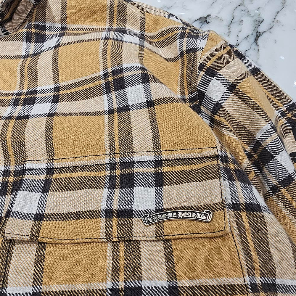 CHROME HEARTS Y NOT Workn Padded FLANNEL CHECK SHIRT JACKET Size XXL クロムハーツ ワイノット ワーキンパデッド フランネルチェック シャツジャケット サイズXXL