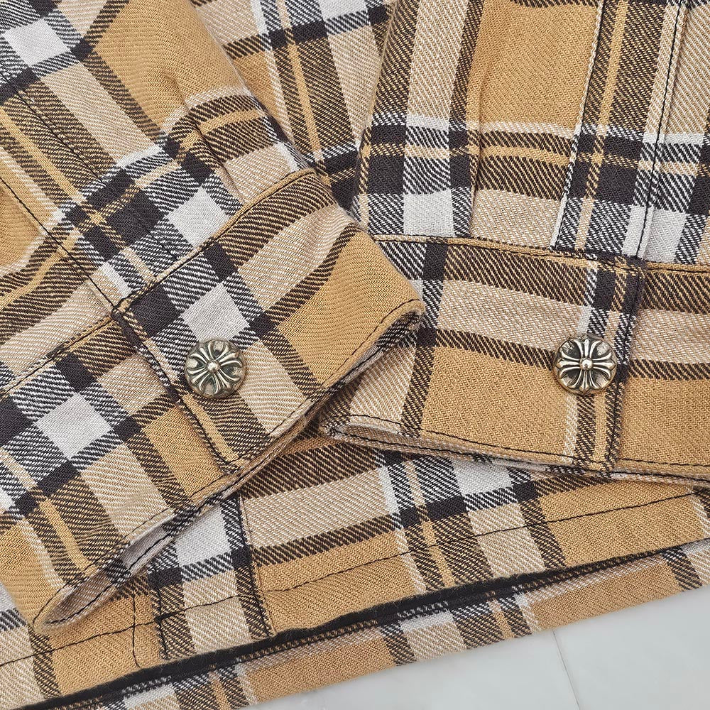 CHROME HEARTS Y NOT Workn Padded FLANNEL CHECK SHIRT JACKET Size XXL クロムハーツ ワイノット ワーキンパデッド フランネルチェック シャツジャケット サイズXXL