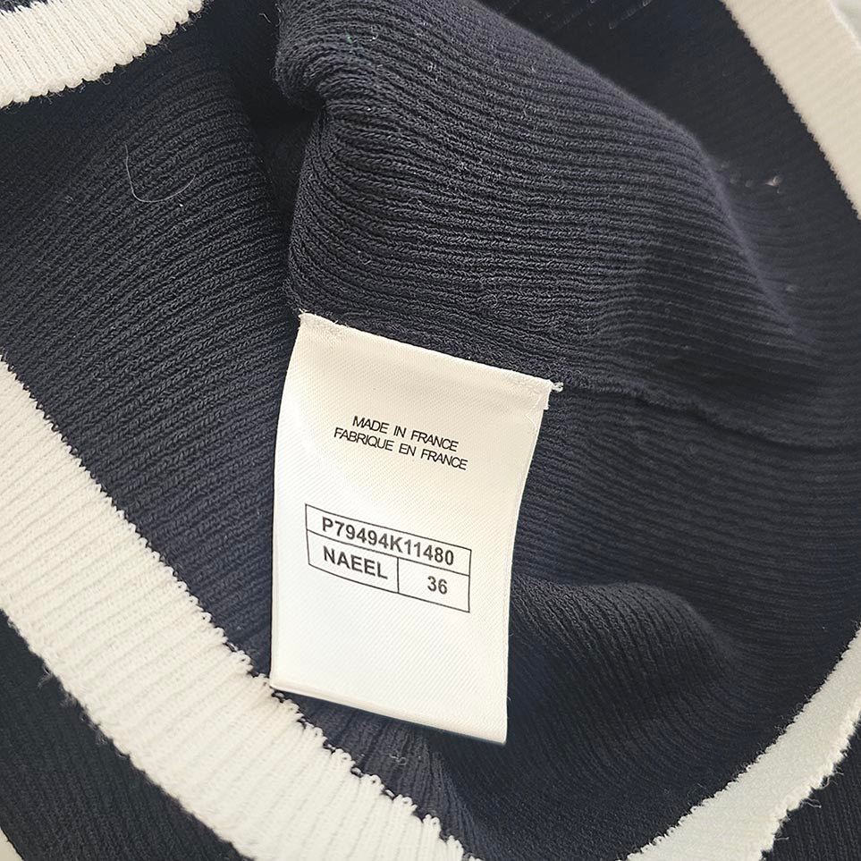 CHANEL 2025SS Lace Embroidered Logo Rib Knit Tee P79494K11480 Size 36 シャネル レース刺繡ロゴリブニットTシャツ サイズ36