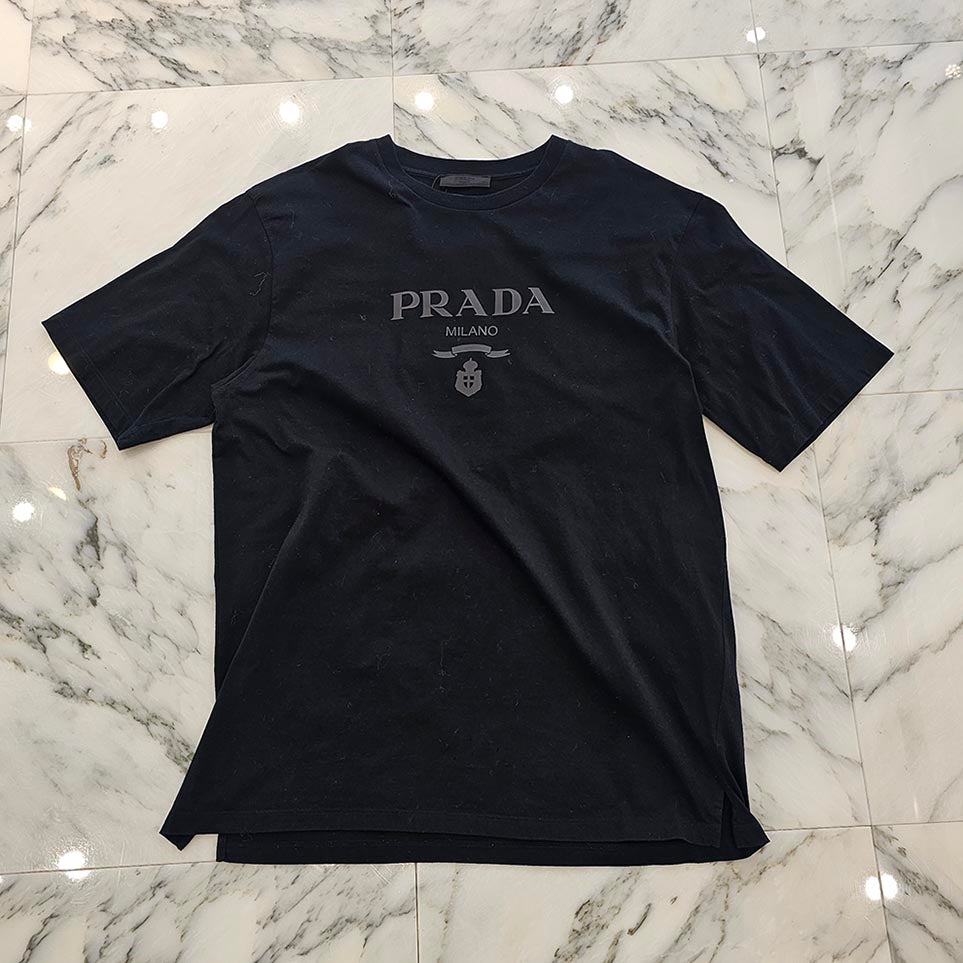 PRADA 2022SS Raised Logo Round Neck Tee UJN815 S221 1052 Size L プラダ レイズド ロゴ ラウンドネック Tシャツ サイズL