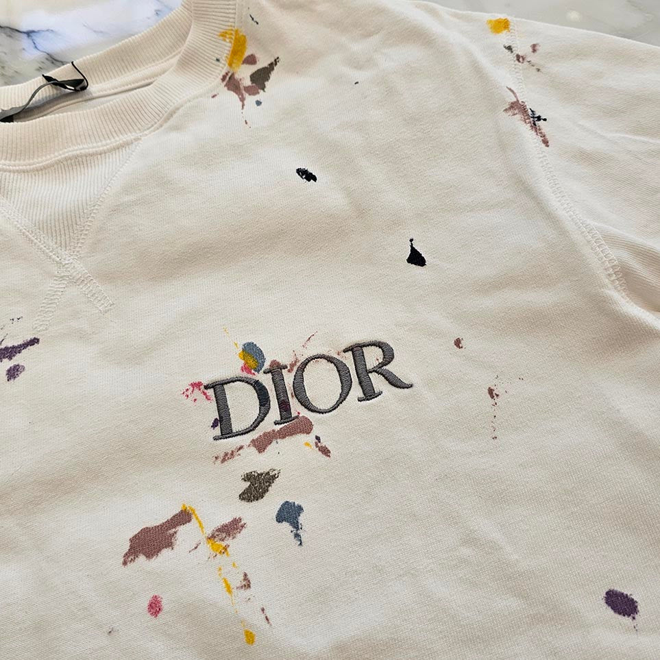 DIOR 2021SS Paint Print Logo Embroidery Tee 183J686A0554 Size S ディオール ペイントプリント ロゴ刺繍 Tシャツ サイズS