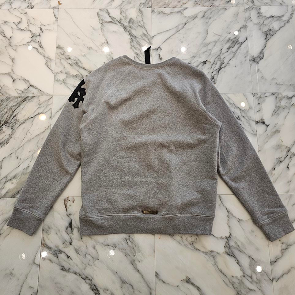 CHROME HEARTS Y NOT Cemetery Cross Leather Patch Sweatshirt Size M