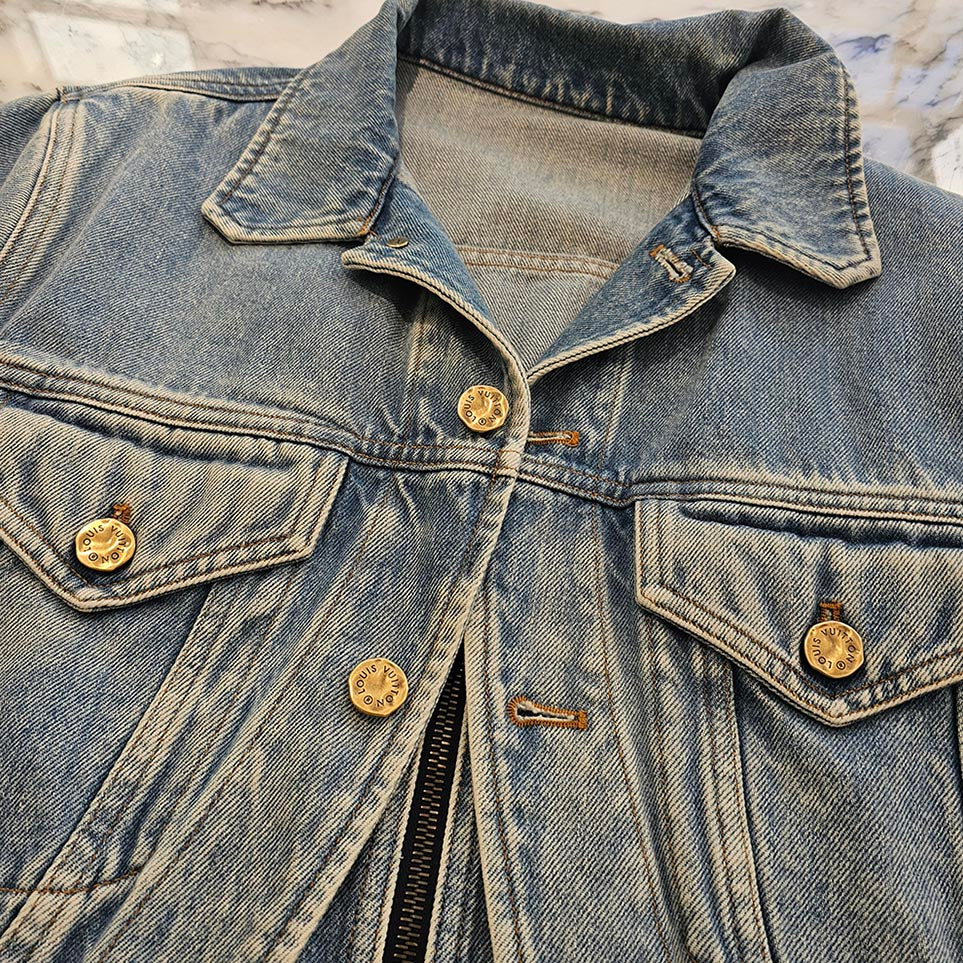 LOUIS VUITTON 2019SS Double Front Virgil Abloh Denim Jacket HGA73WLVP Size 44 ルイヴィトン ダブルフロント ヴァージル アブローデニムジャケット サイズ44