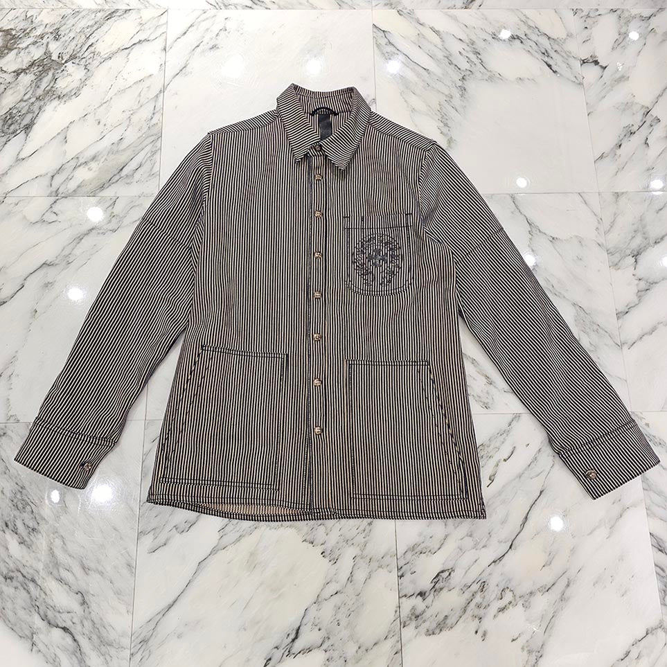 CHROME HEARTS Y NOT WORK DOG Striple Horseshoe Print Cotton Shirt