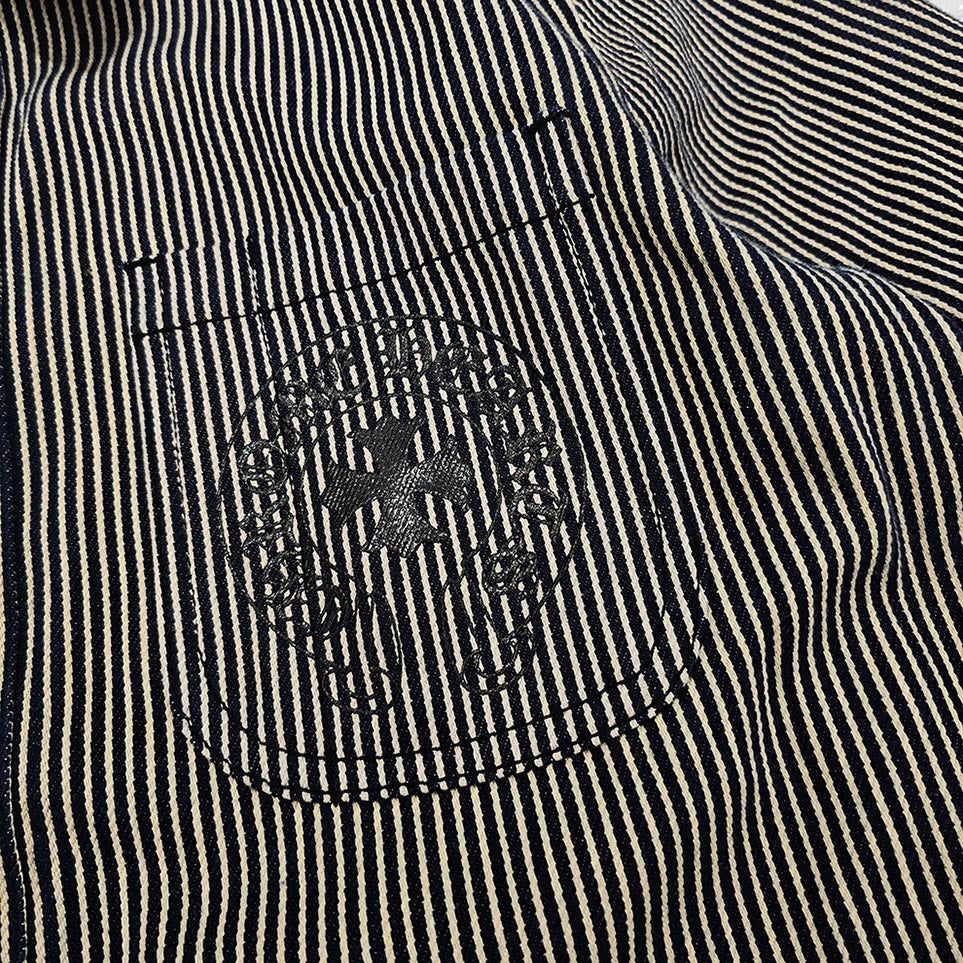 CHROME HEARTS Y NOT WORK DOG Striple Horseshoe Print Cotton Shirt Jacket Size M クロムハーツ ワイノット ワークドグッグ ストライプ ホースシュー プリント コットン シャツジャケット サイズM