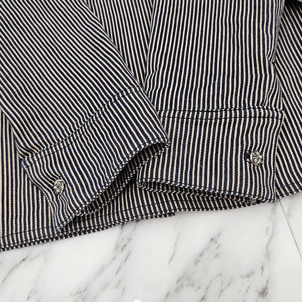 CHROME HEARTS Y NOT WORK DOG Striple Horseshoe Print Cotton Shirt Jacket Size M クロムハーツ ワイノット ワークドグッグ ストライプ ホースシュー プリント コットン シャツジャケット サイズM