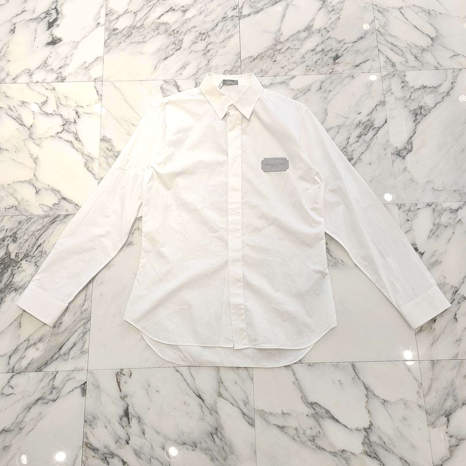 DIOR Logo Patch Embroidered Long Sleeve Shirt 313C545A1581 Size 40 ディオール ロゴワッペン刺繍 長袖シャツ サイズ40